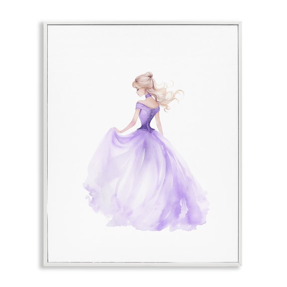 Stupell Industries Beautiful Princess Ballgown White Framed Giclee Art, design by Christine Simpson Art