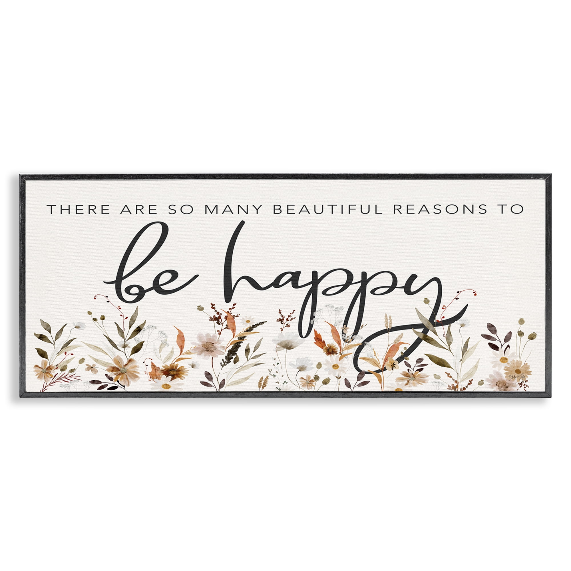 Stupell Industries Beautiful Reasons Sentiment Plants & Flowers Painting Black Framed Art Print Wall Art, 30 x 13