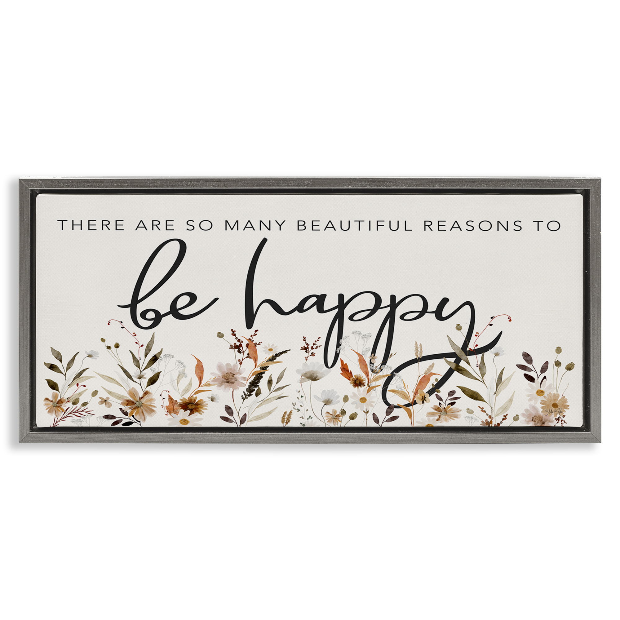 Stupell Industries Beautiful Reasons Sentiment Plants & Flowers Painting Gray Floater Framed Canvas Art Print Wall Art, 25 x 11