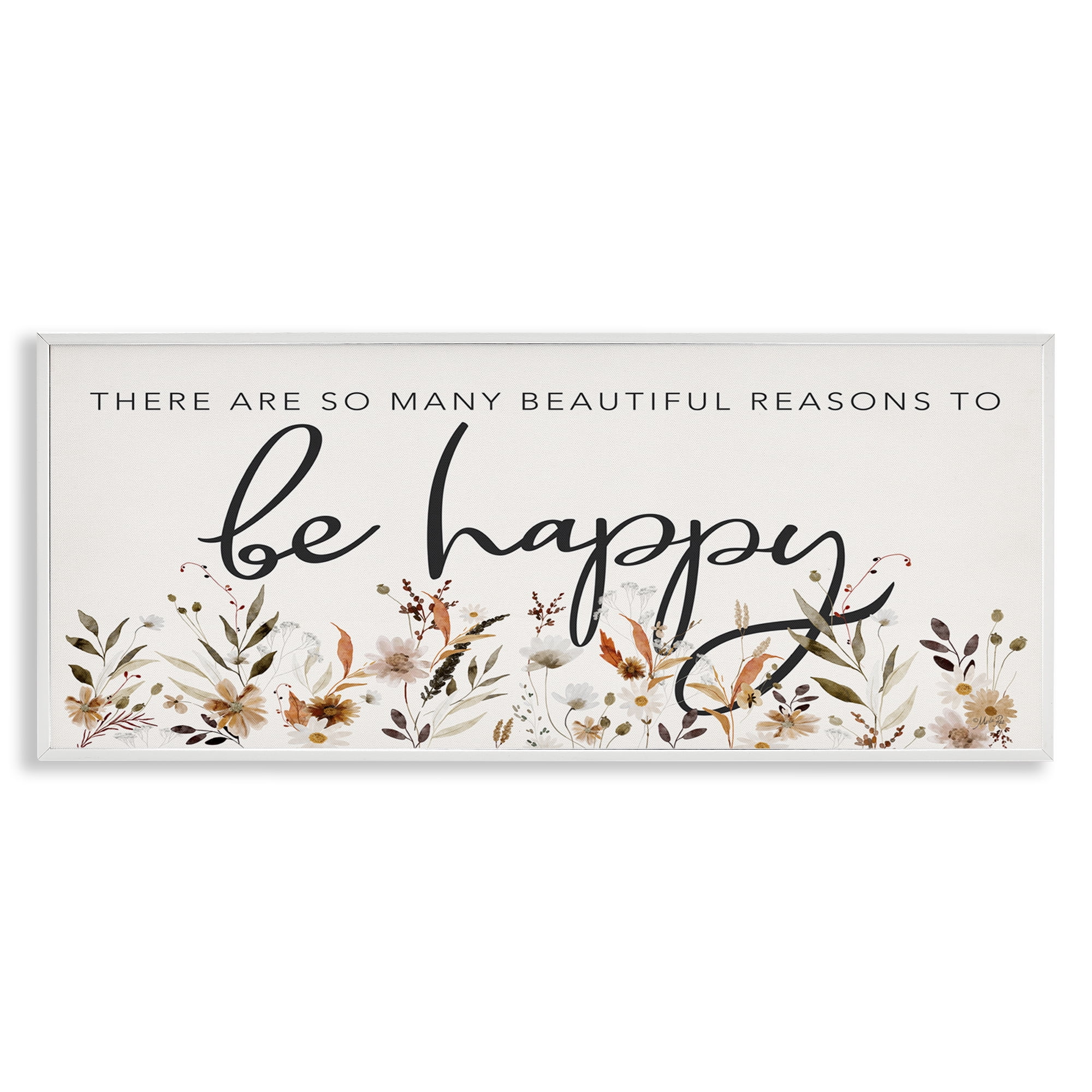 Stupell Industries Beautiful Reasons Sentiment Plants & Flowers Painting White Framed Art Print Wall Art, 24 x 10