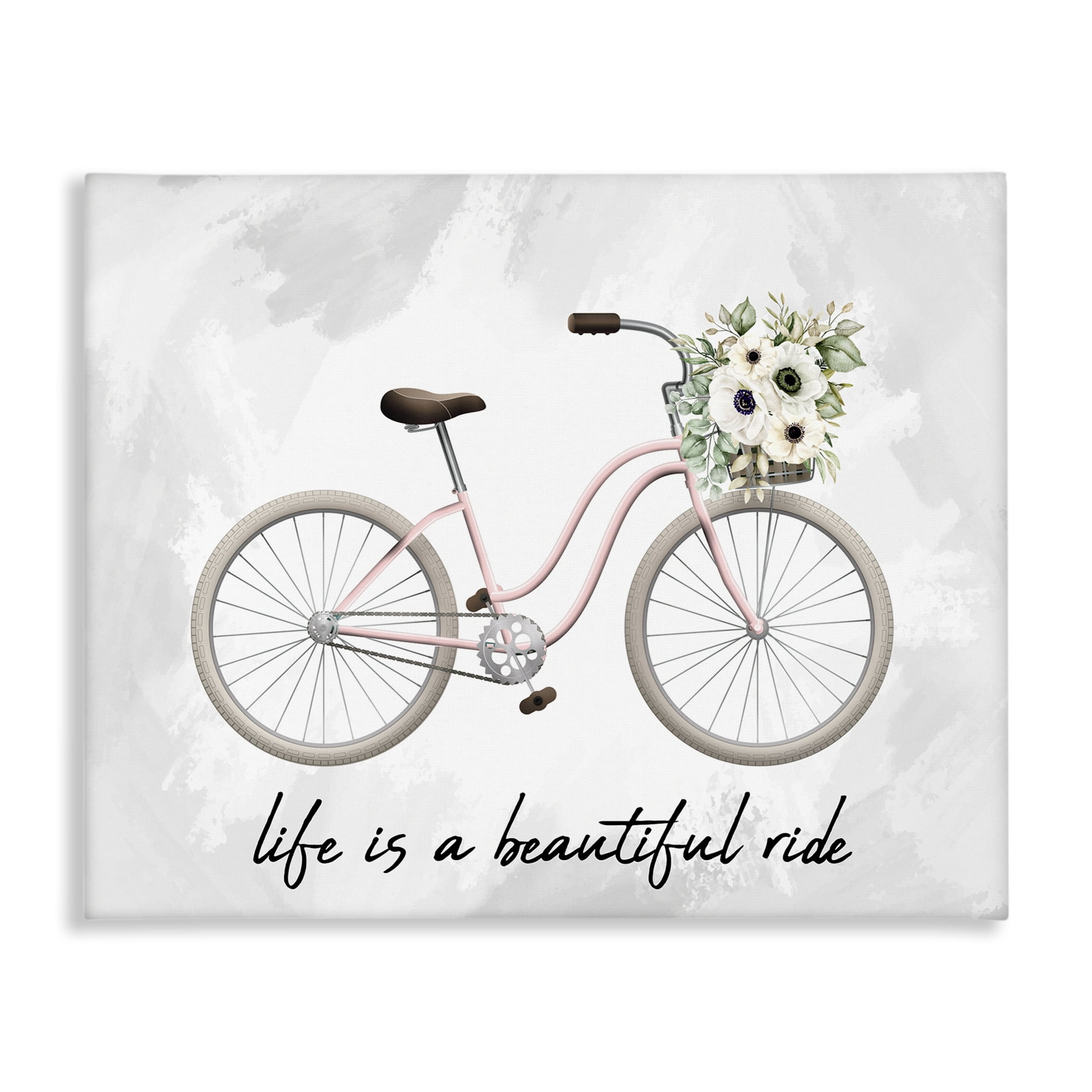 Stupell Industries Beautiful Ride Floral Bike Transportation Painting Wrapped Canvas Art Print Wall Art, 30 x 24