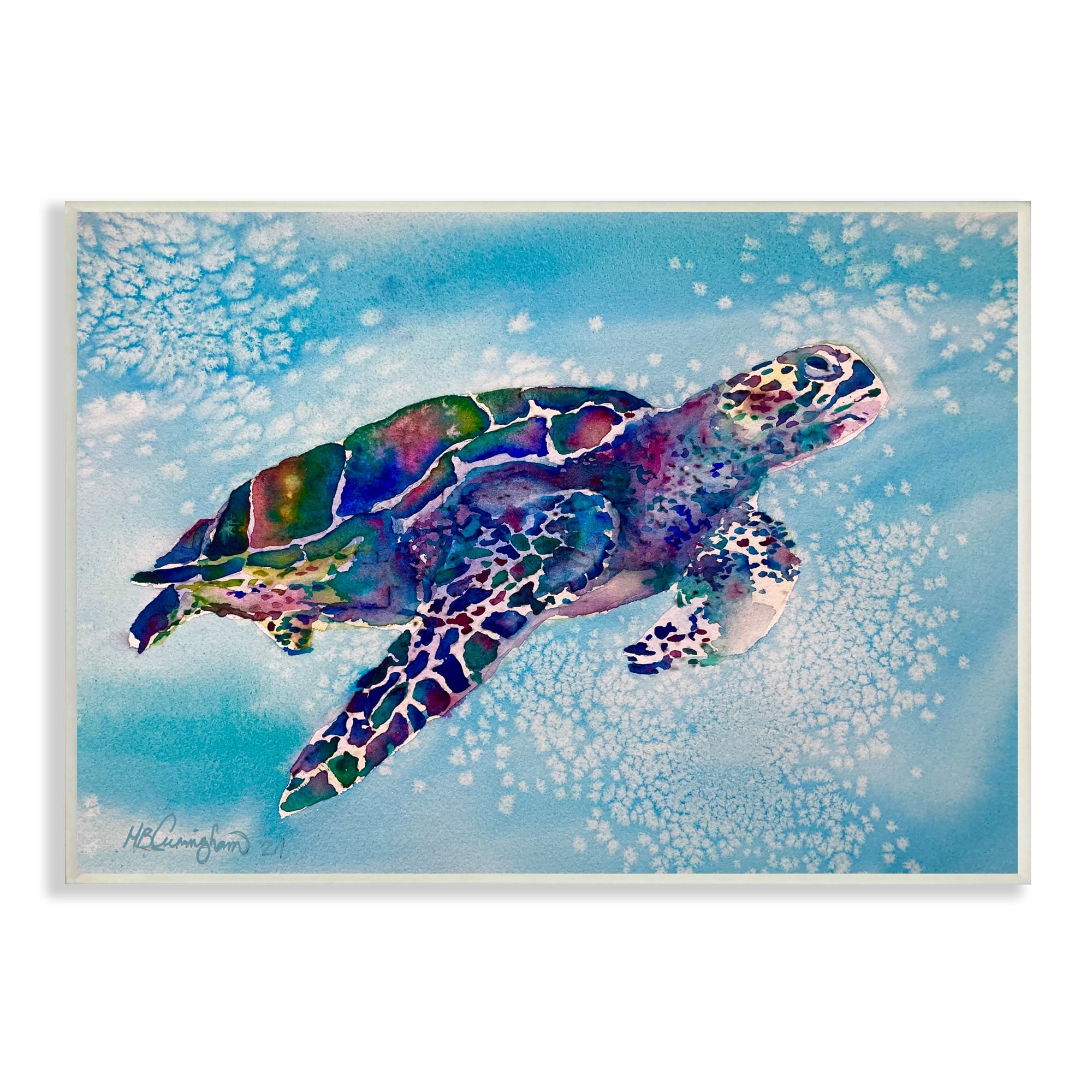 Stupell Industries Beautiful Sea Turtle Swimming Stippled Water Splashing, 19 x 13, Design by MB Cunningham
