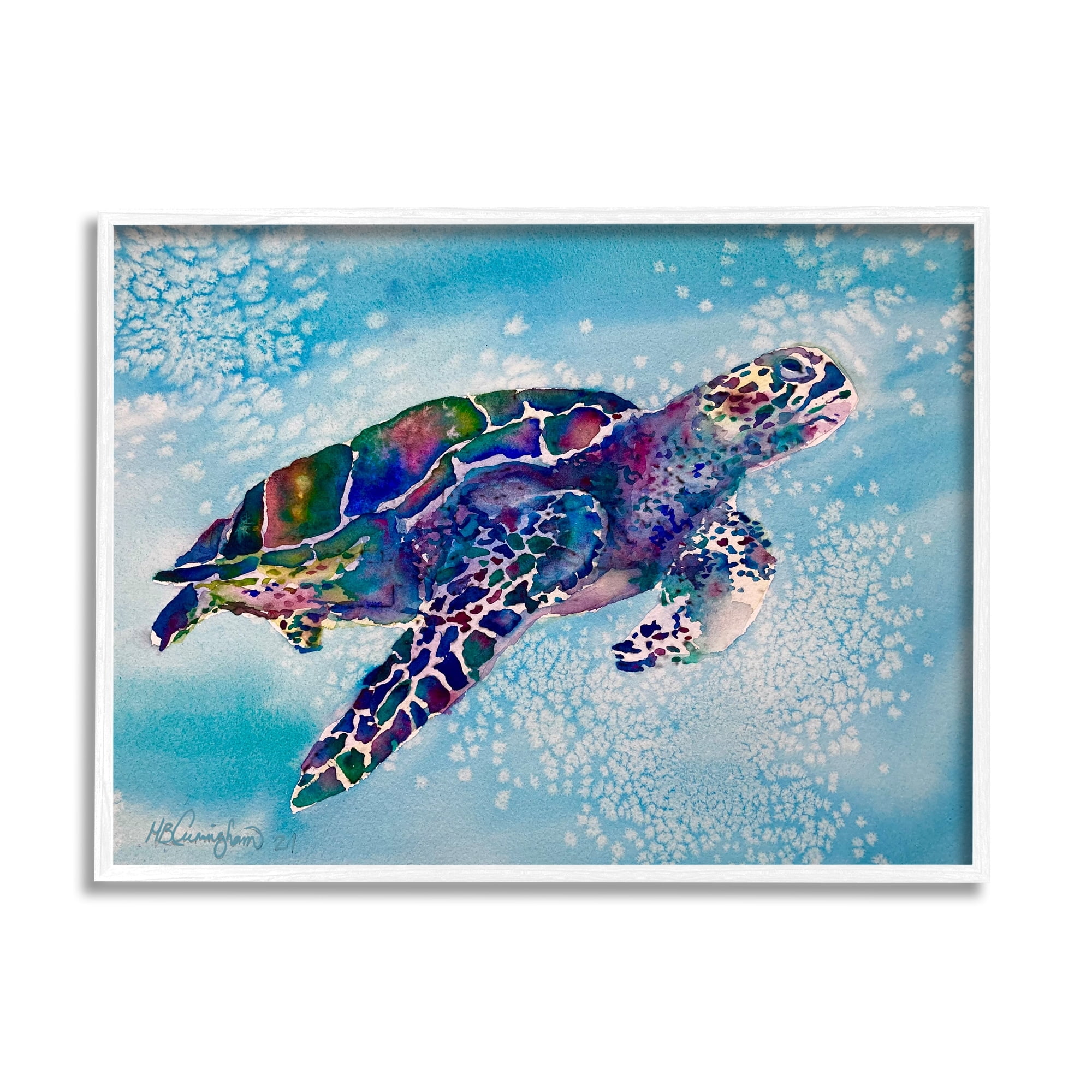 Stupell Industries Beautiful Sea Turtle Swimming Stippled Water Splashing, 30 x 24, Design by MB Cunningham