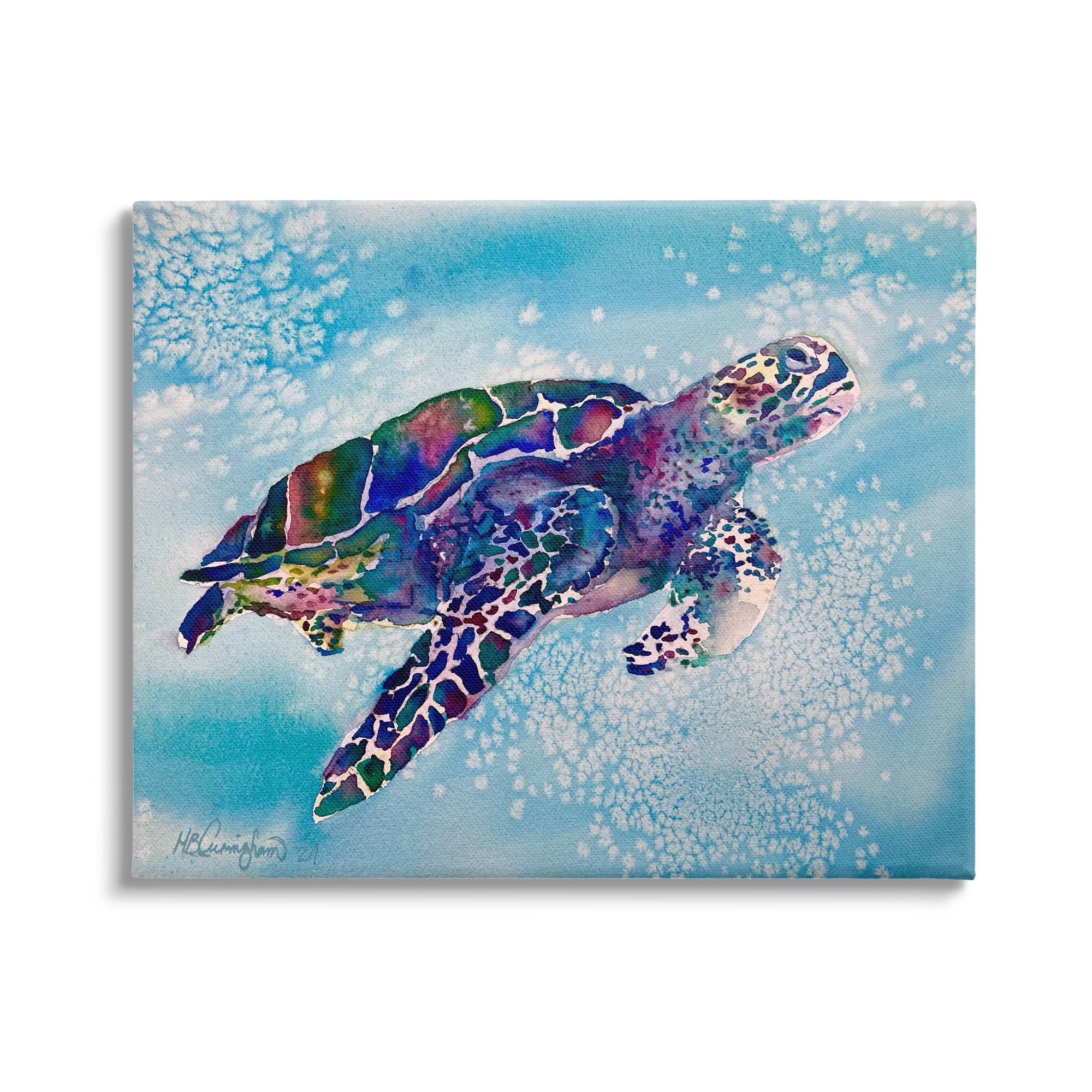 Stupell Industries Beautiful Sea Turtle Swimming Stippled Water Splashing, 30 x 24, Design by MB Cunningham