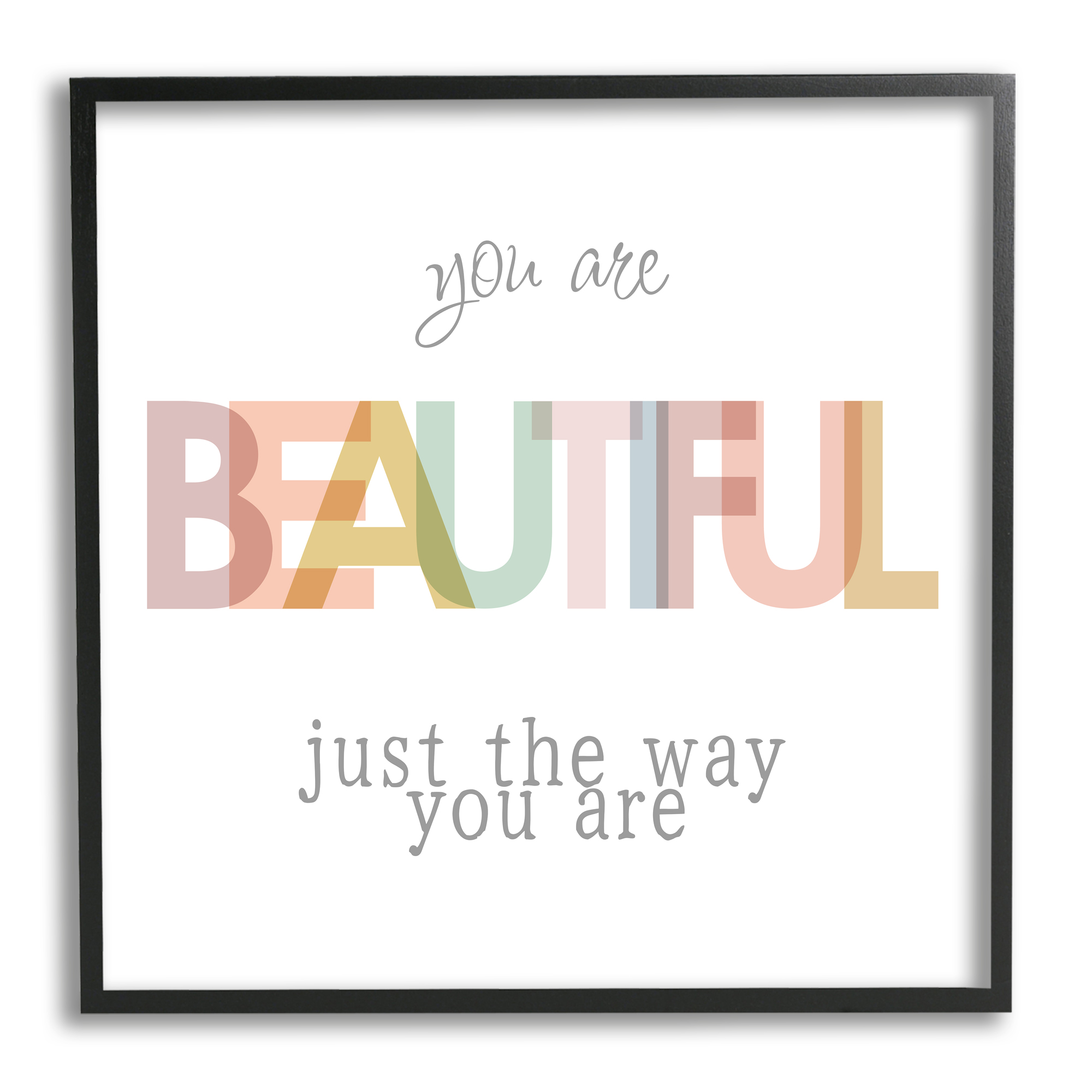 Stupell Industries Beautiful Self Confidence Phrase Inspirational Painting Black Framed Art Print Wall Art, 24 x 24