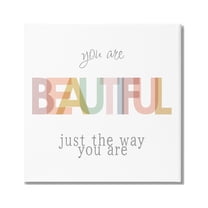 Stupell Industries Beautiful Self Confidence Phrase Inspirational Painting Gallery Wrapped Canvas Art Print Wall Art, 17 x 17