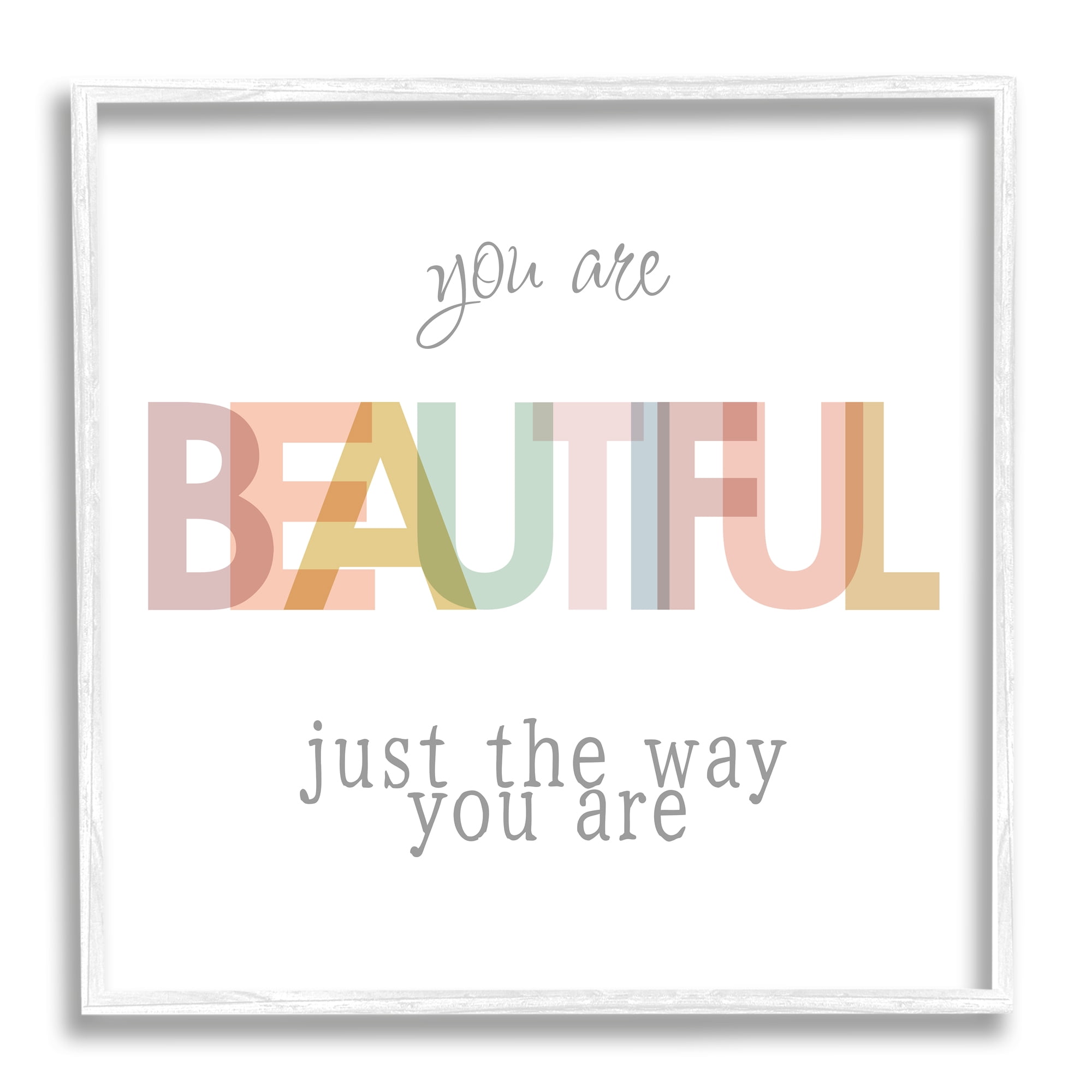 Stupell Industries Beautiful Self Confidence Phrase Inspirational Painting White Framed Art Print Wall Art, 24 x 24