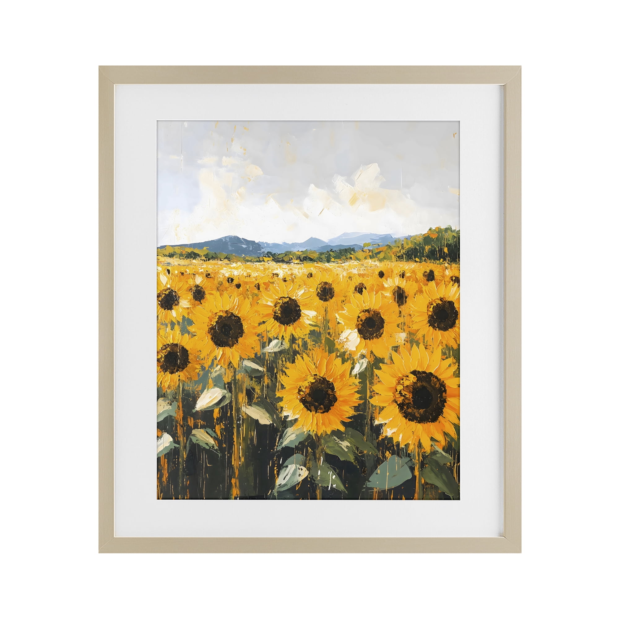 Stupell Industries Beautiful Sunflowers in Field Birch Framed Print Under Glass, design by Creative Studio