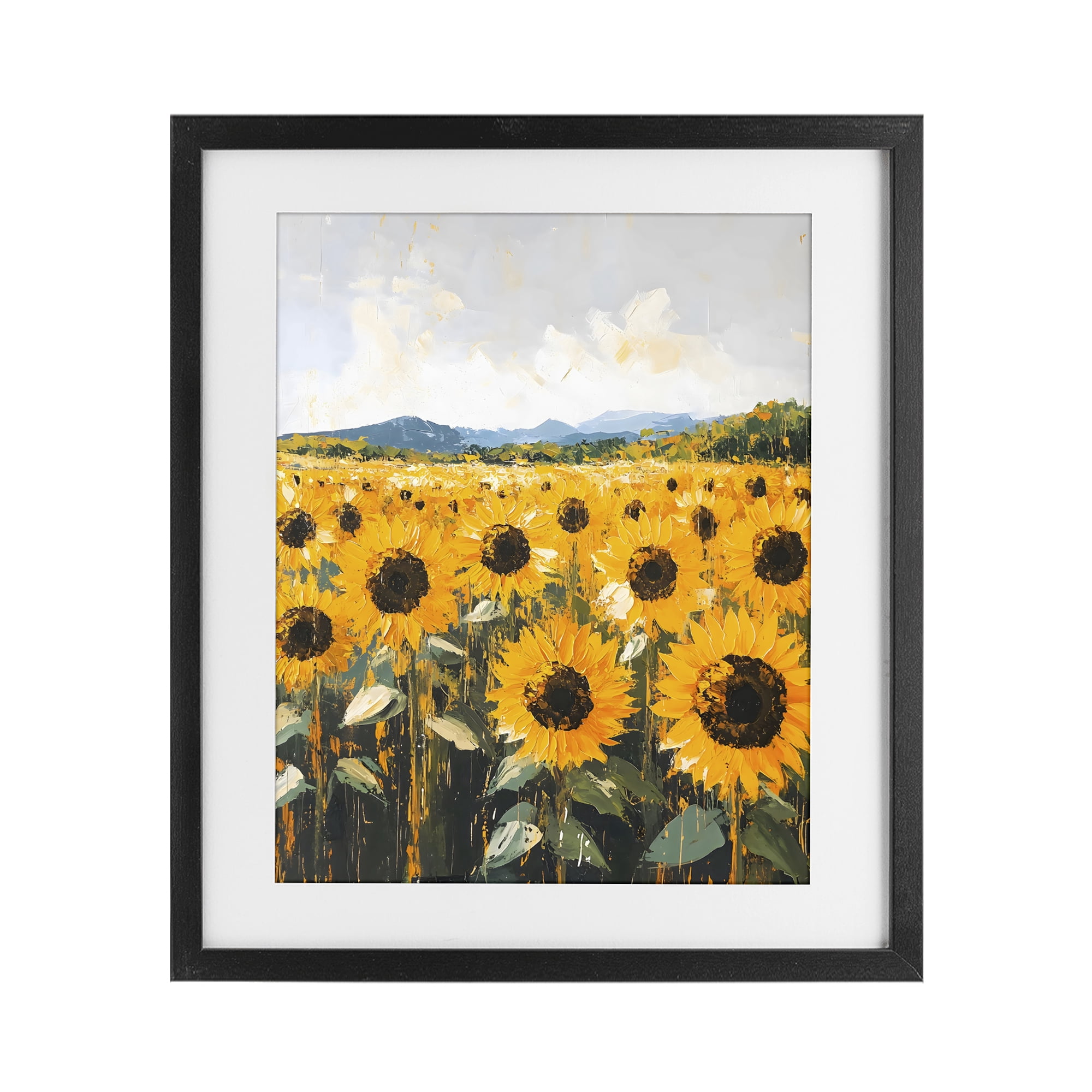 Stupell Industries Beautiful Sunflowers in Field Black Framed Print Under Glass, design by Creative Studio