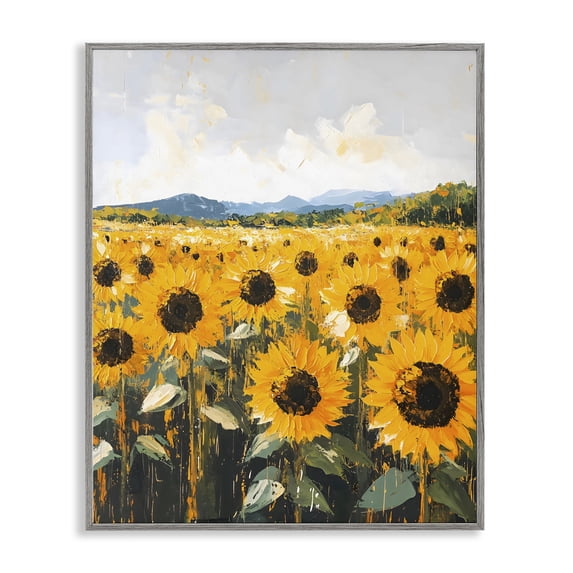 Stupell Industries Eclectic Beautiful Sunflowers in Field Gray Framed Giclee Art, 11 x 14, by Creative Studio