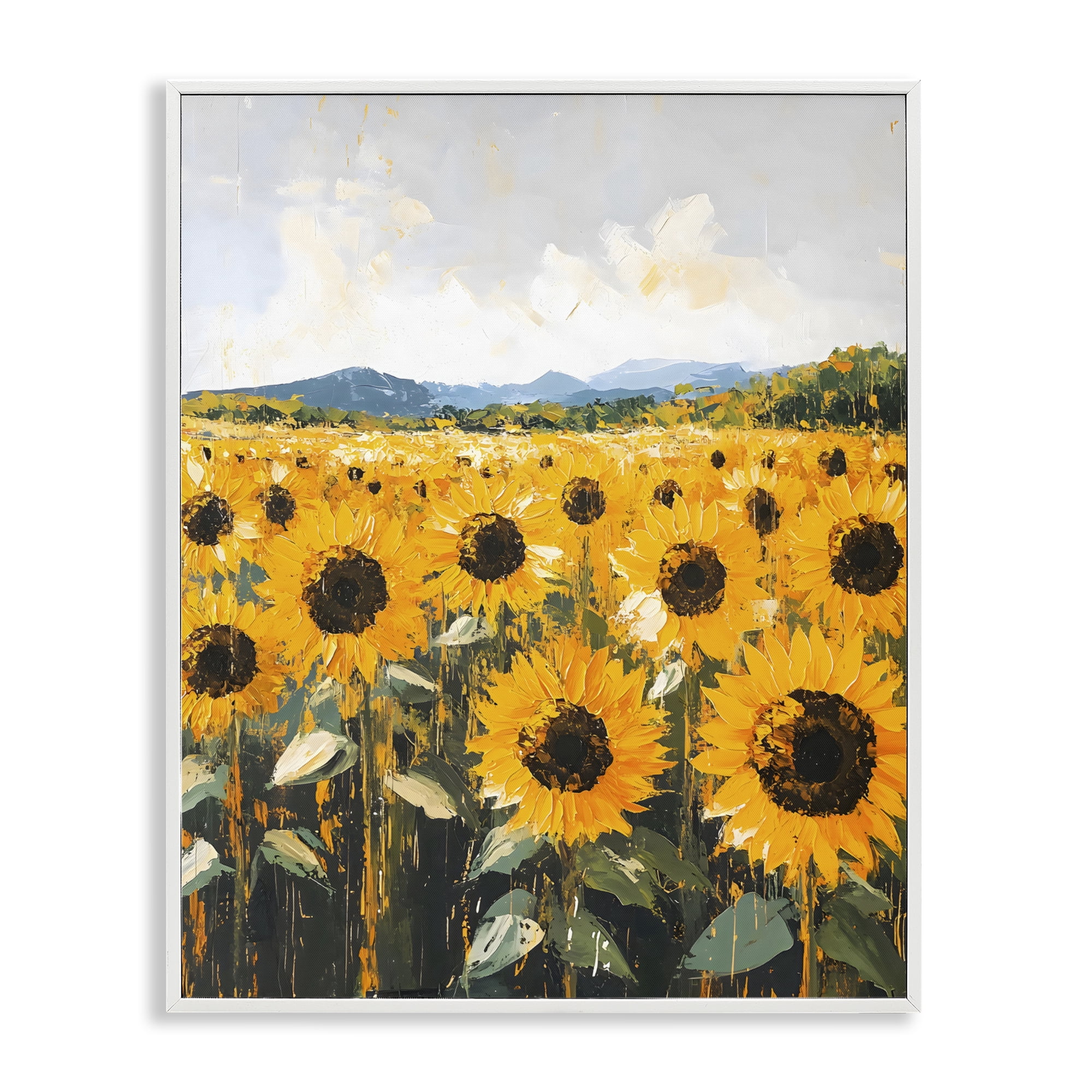 Stupell Industries Beautiful Sunflowers in Field White Framed Giclee Art, design by Creative Studio