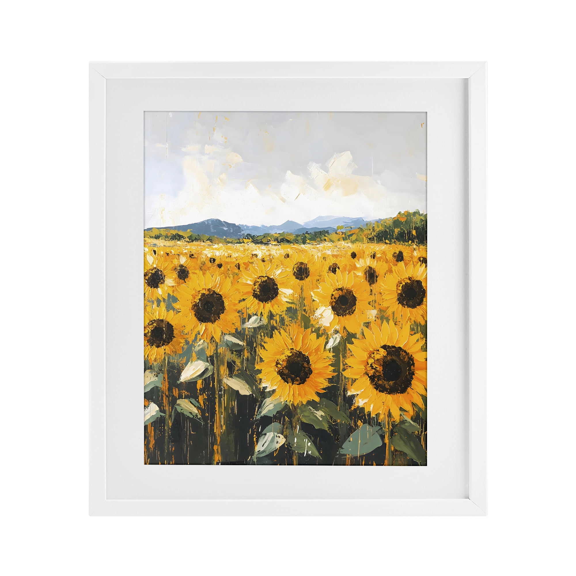 Stupell Industries Beautiful Sunflowers in Field White Framed Print Under Glass, design by Creative Studio