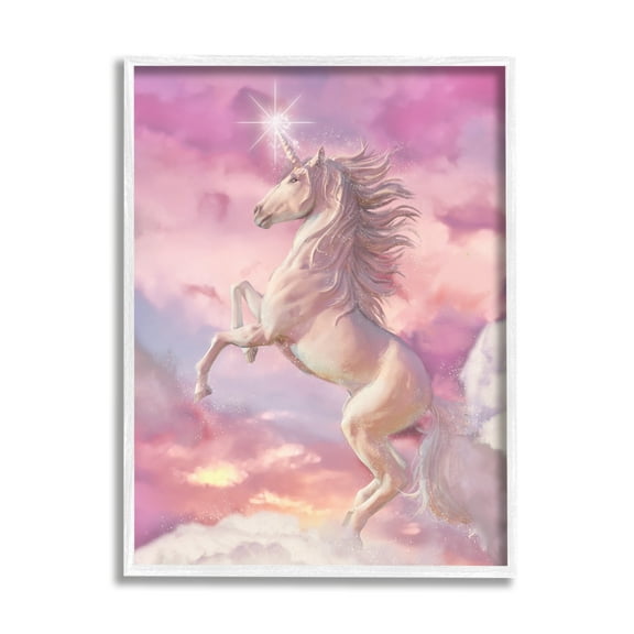 Stupell Industries Beautiful Sunset Unicorn Pink Clouds Fantasy Illustration , 24 x 30, Design by Ziwei Li
