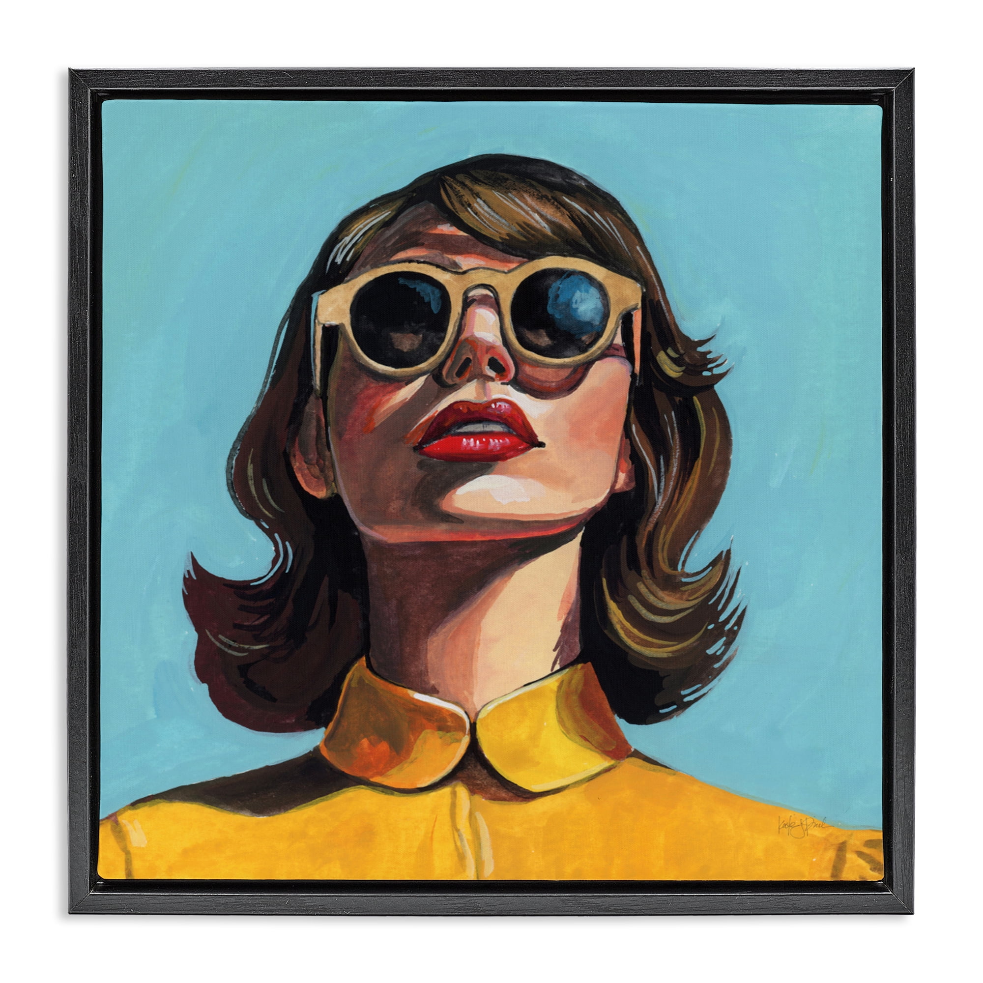 Stupell Industries Beautiful Sunshiny Day Retro Black Framed Floater Canvas Wall Art, design by Kate Jarvik Birch