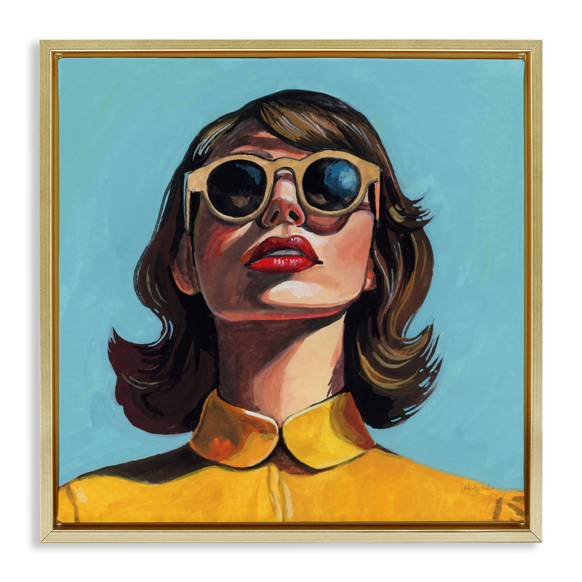 Stupell Industries Beautiful Sunshiny Day Retro Gold Framed Floater Canvas Wall Art, design by Kate Jarvik Birch