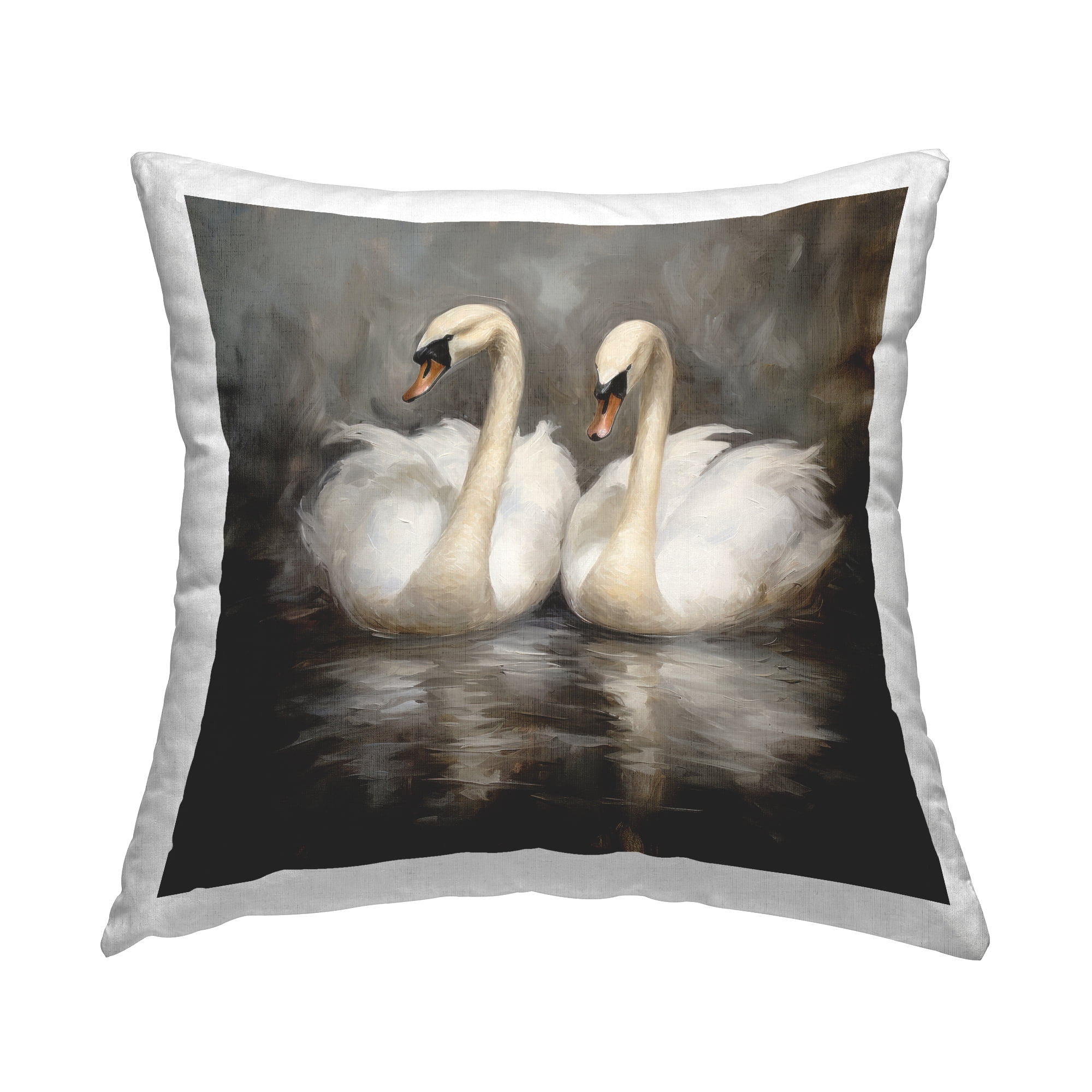 Stupell Industries Beautiful Swans in Nature Decorative Printed Throw Pillow Design by Novae .