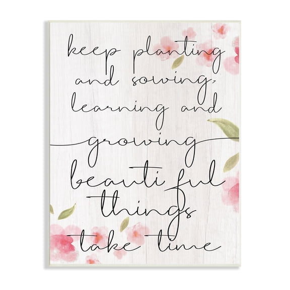 Stupell Industries Beautiful Things Take Time Motivational Phrase Gardening Reference Graphic Art Unframed Art Print Wall Art, 10x15, by Daphne Polselli