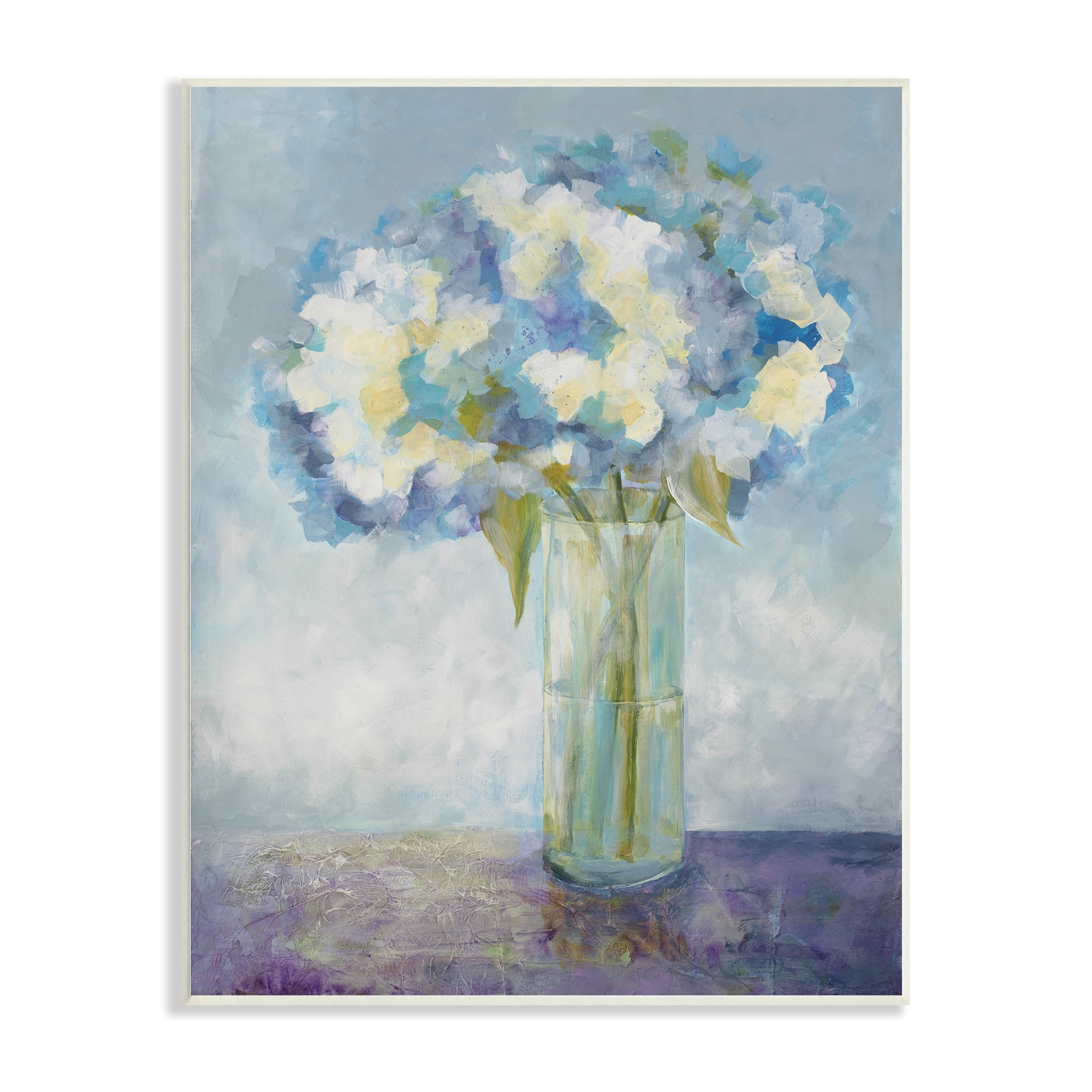 Stupell Industries Beautiful White Blue Hydrangeas Flower Bouquet Painting Unframed Art Print Wall Art, 13x19, by Doris Charest