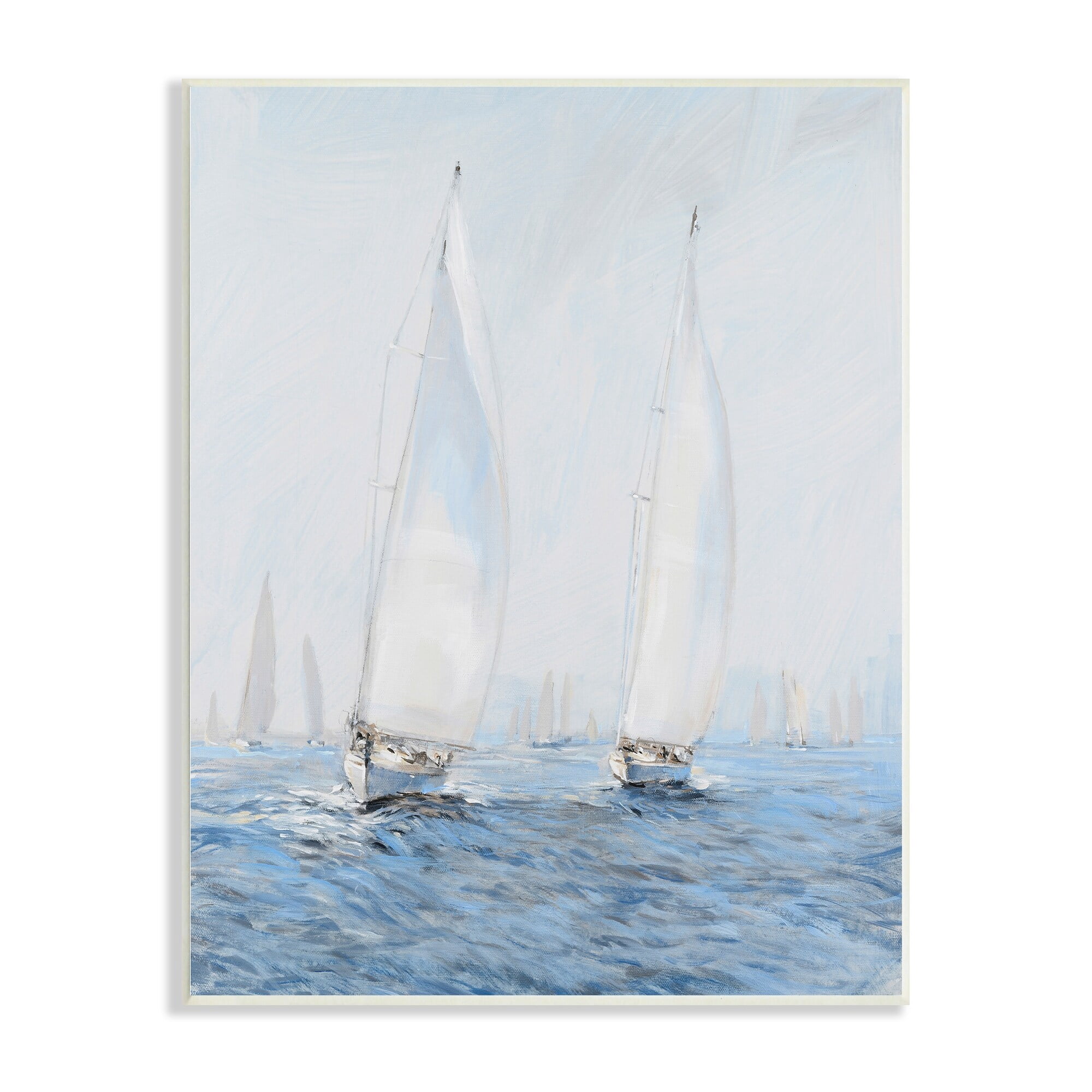 Stupell Industries Beautiful White Sailboats Drifting Ocean Waves Painting , 10 x 15, Design by Tim OToole