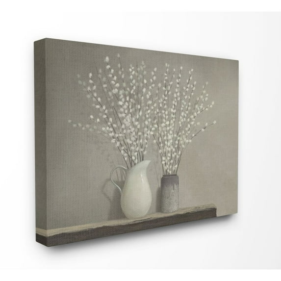Stupell Industries Beautiful Willow Flower Neutral Grey Painting Canvas Wall Art by Ziwei Li