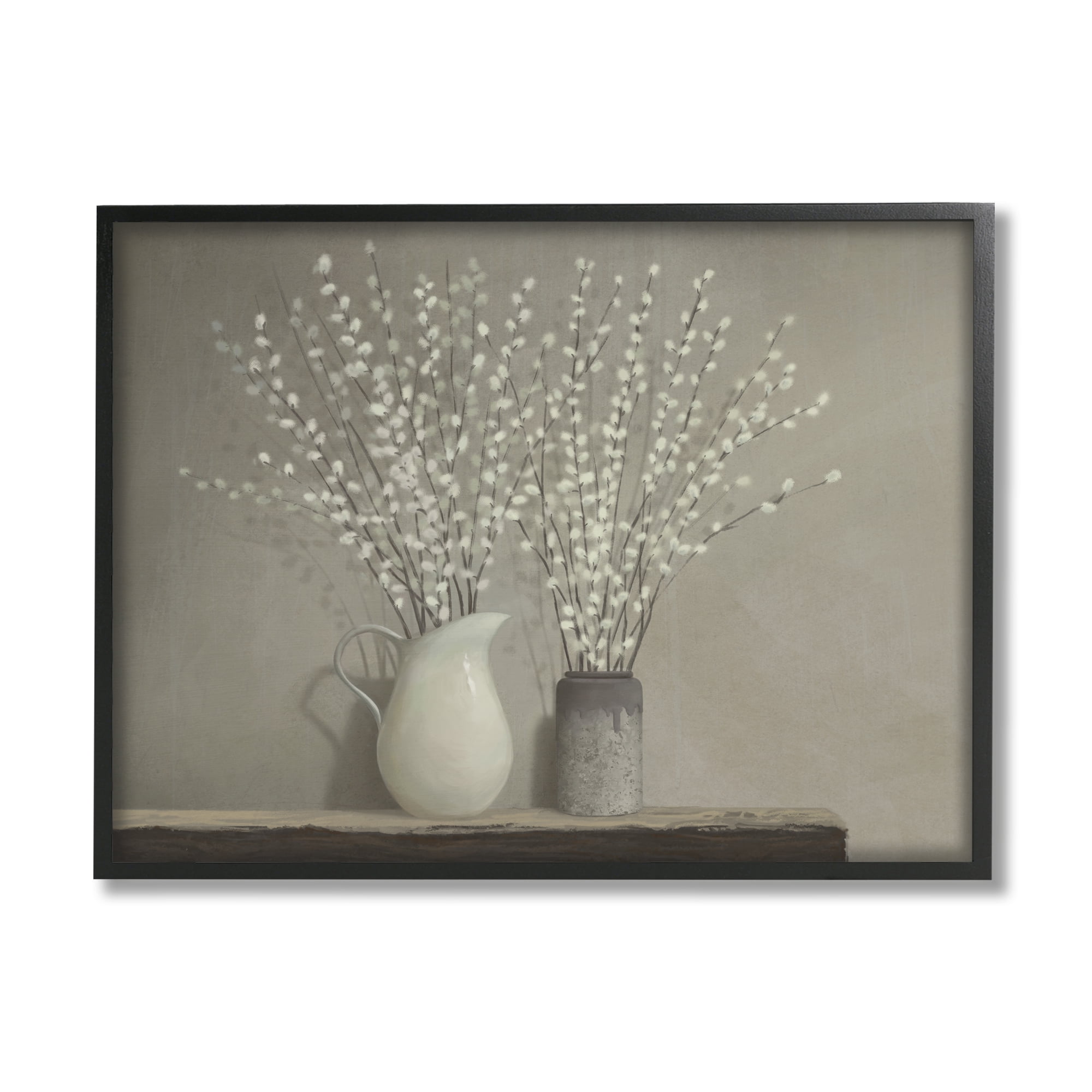 Stupell Industries Beautiful Willow Flower Neutral Grey Painting Framed Giclee Texturized Art by Ziwei Li