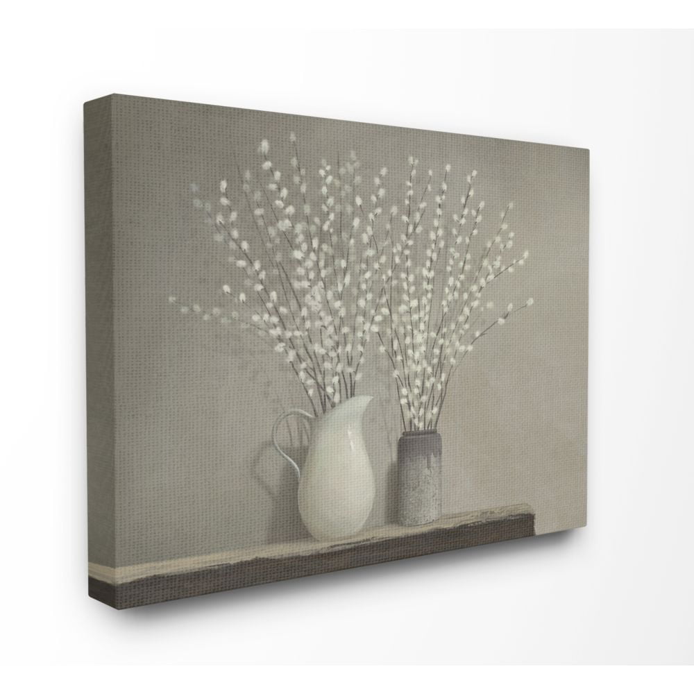 Stupell Industries Beautiful Willow Flower Neutral Grey Painting Super Canvas Wall Art by Ziwei Li