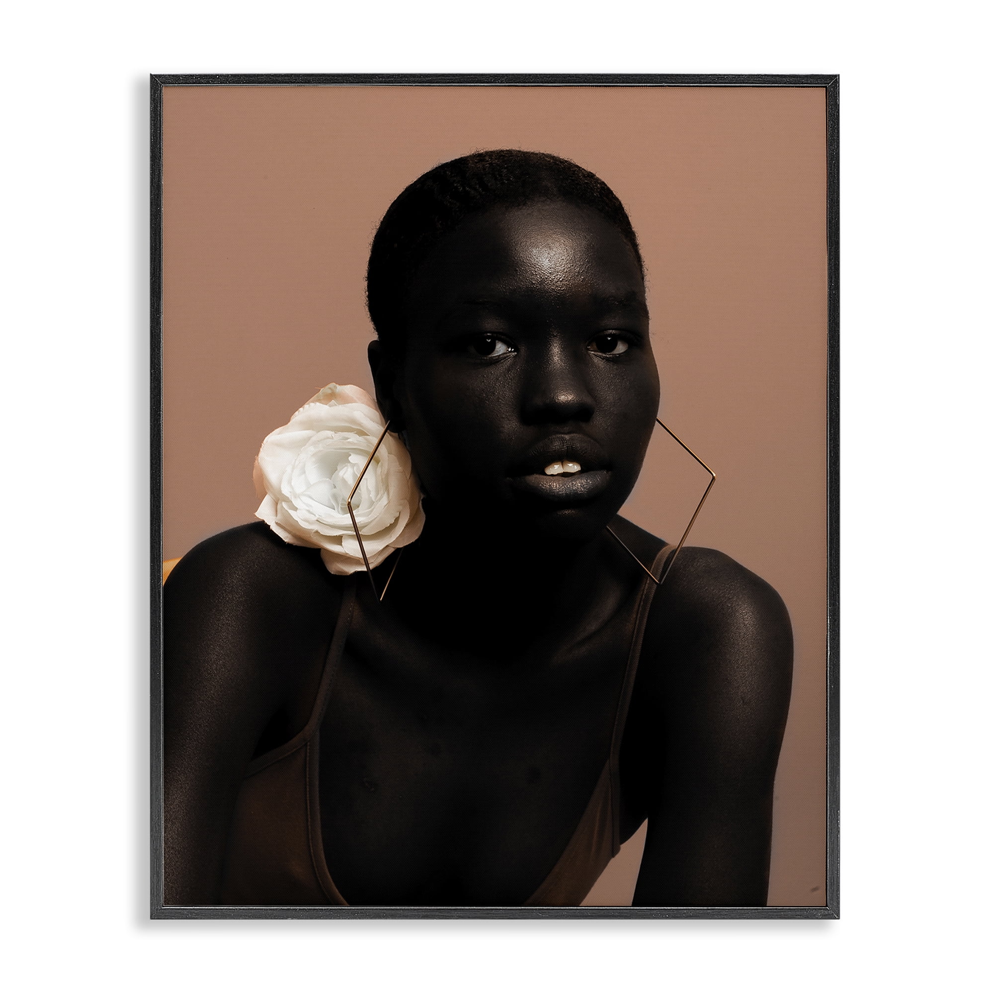 Stupell Industries Beautiful Woman & Rose People Photography Black Framed Art Print Wall Art, 16 x 20