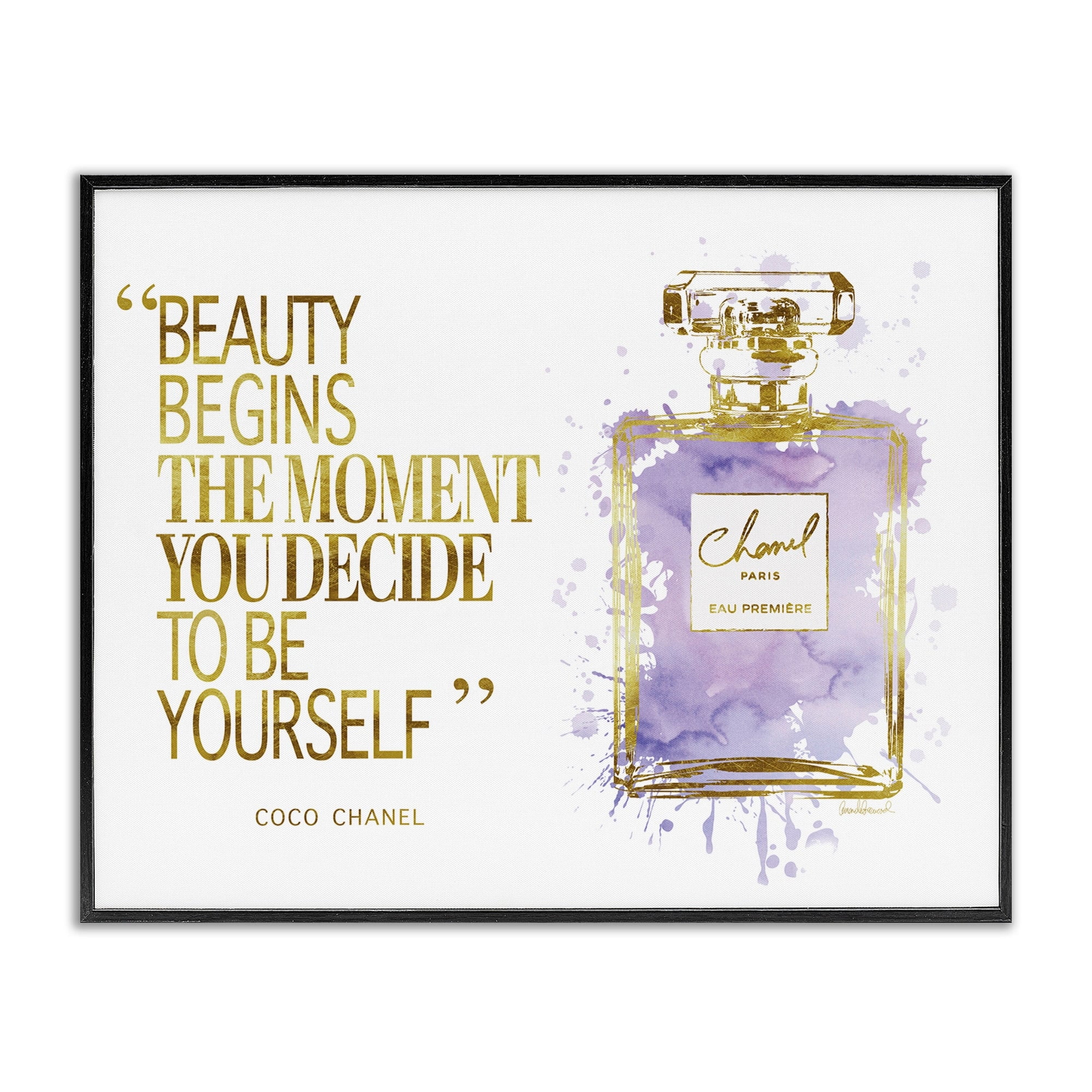 Beauty Begins Quote Purple Perfume Canvas Wall Art, 20 x 16