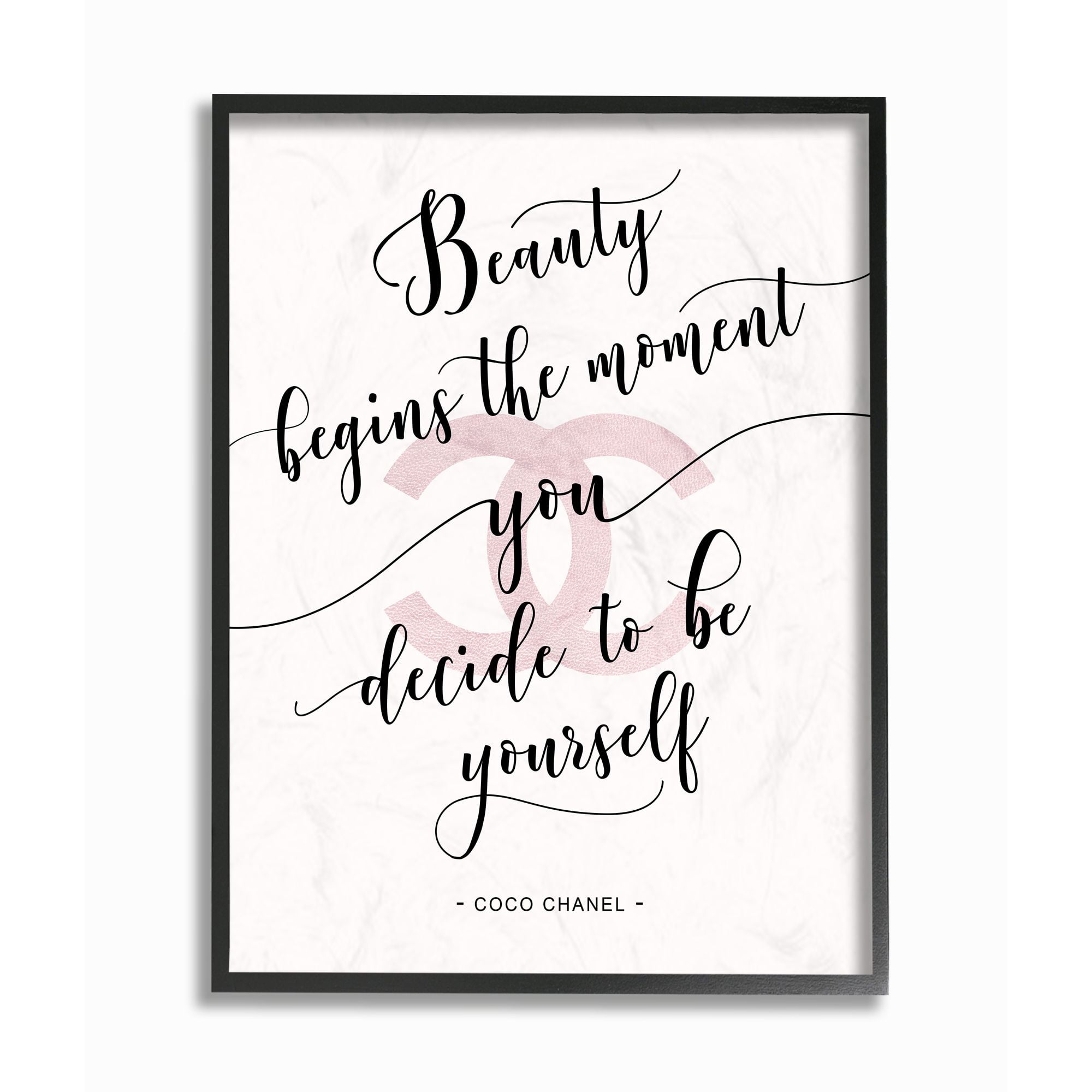 Stupell Industries Beauty Begins Fashion Designer Pink Inspirational Word Design Framed Wall Art by Ziwei Li