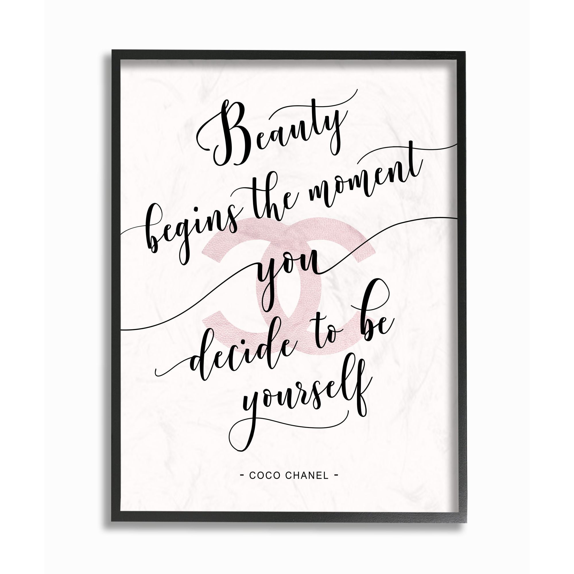 Stupell Industries Beauty Begins Fashion Designer Pink Inspirational Word Design Framed Wall Art by Ziwei Li