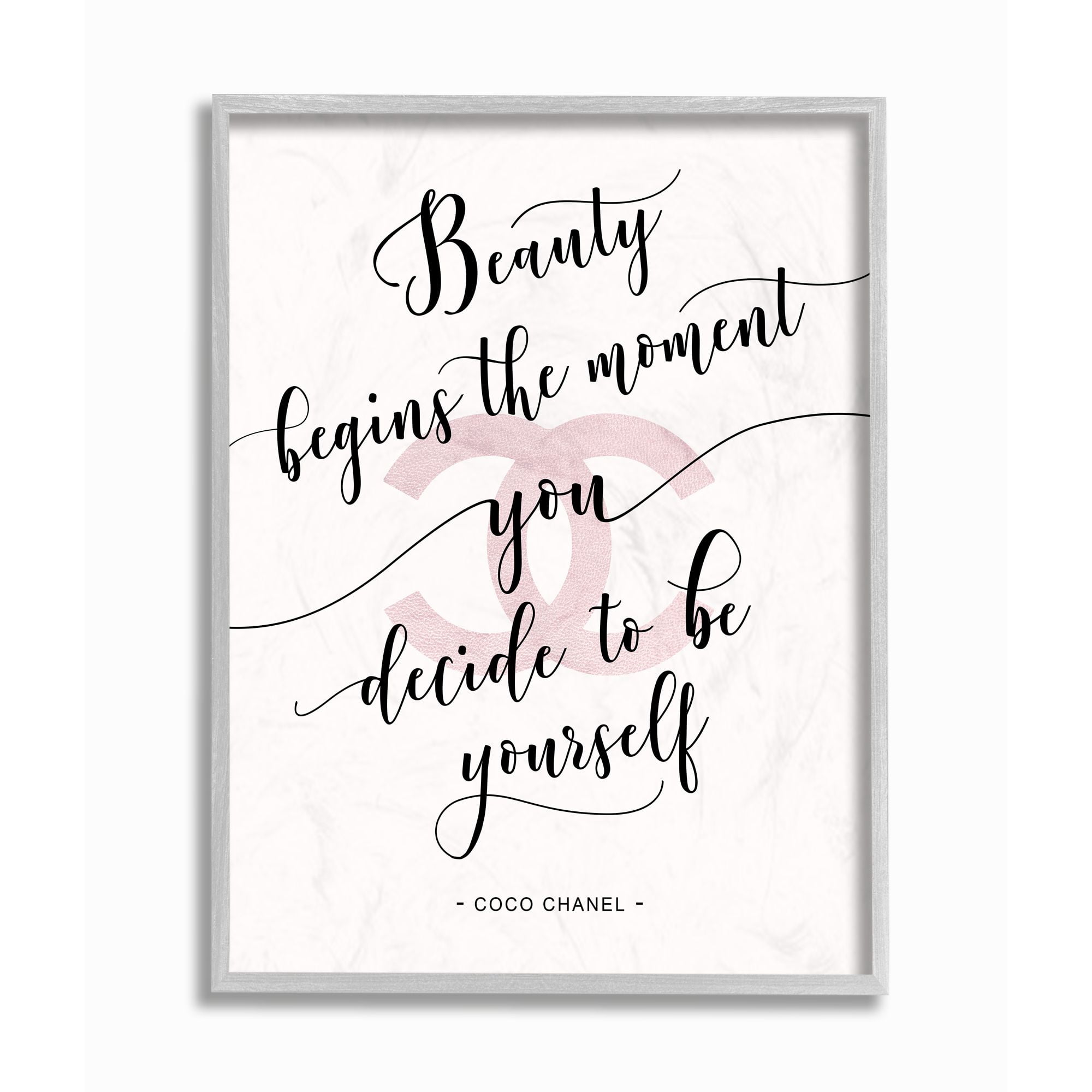 Stupell Industries Beauty Begins Fashion Designer Pink Inspirational Word Design Framed Wall Art by Ziwei Li