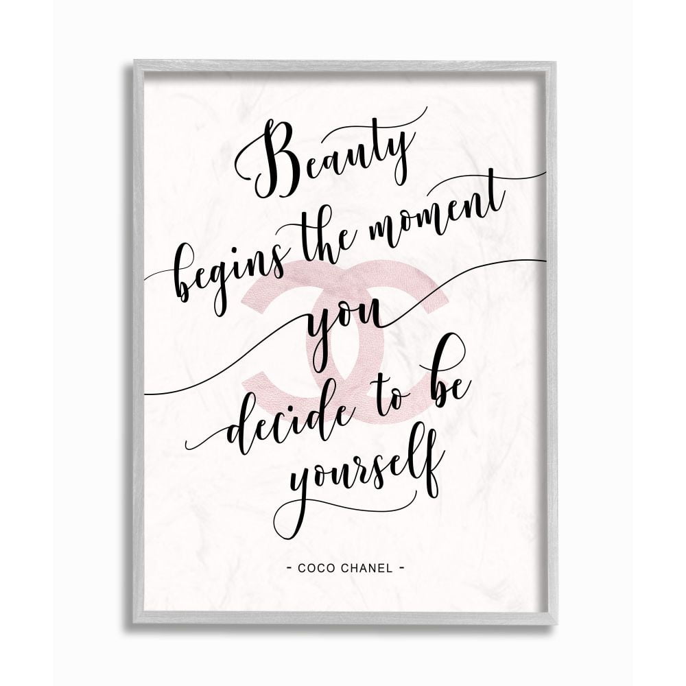 Stupell Industries Beauty Begins Fashion Designer Pink Inspirational Word Design Framed Wall Art by Ziwei Li