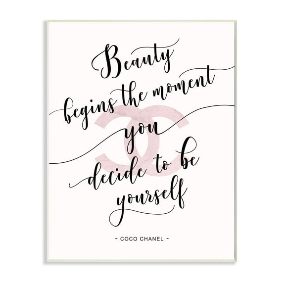 Stupell Industries Beauty Begins Fashion Designer Pink Inspirational Word Design Wall Plaque by Ziwei Li