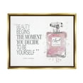 thumbnail image 1 of Stupell Industries Beauty Begins Fashion Perfume Metallic Gold Framed Floating Canvas Wall Art, 16x20, by Amanda Greenwood, 1 of 6