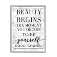 thumbnail image 1 of Stupell Industries Beauty Begins Once You Decide To Be Yourself White Marble Typography Graphic Art Gray Framed Art Print Wall Art, 16x20, by Daphne Polselli, 1 of 6