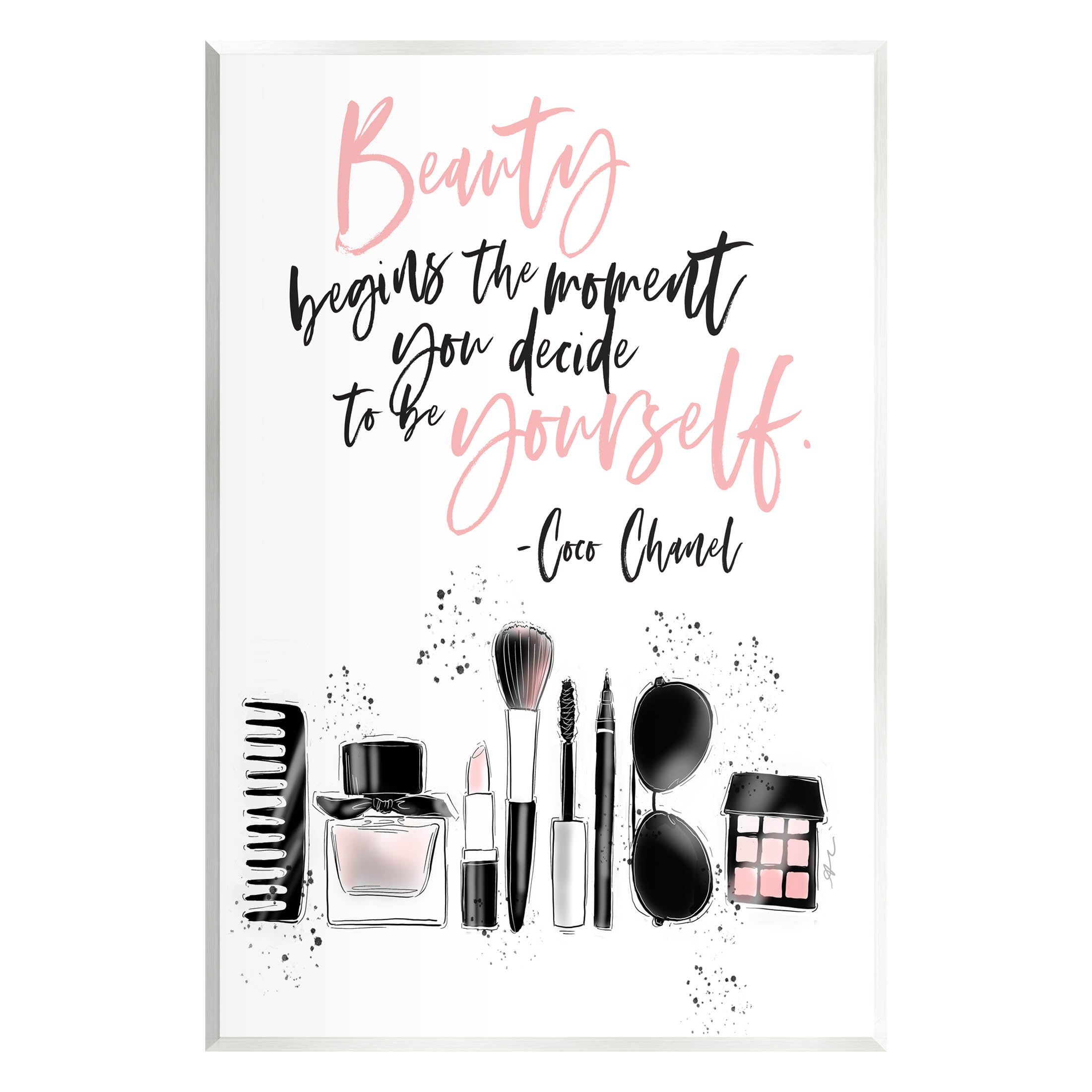 Stupell Industries Beauty Begins Uplifting Fashion Quote Graphic Art Unframed Art Print Wall Art, Design by Alison Petrie