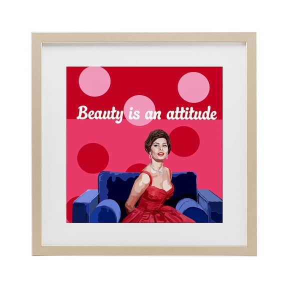 Stupell Industries Beauty Is An Attitude Birch Framed Print Under Glass, design by Lynnda Rakos