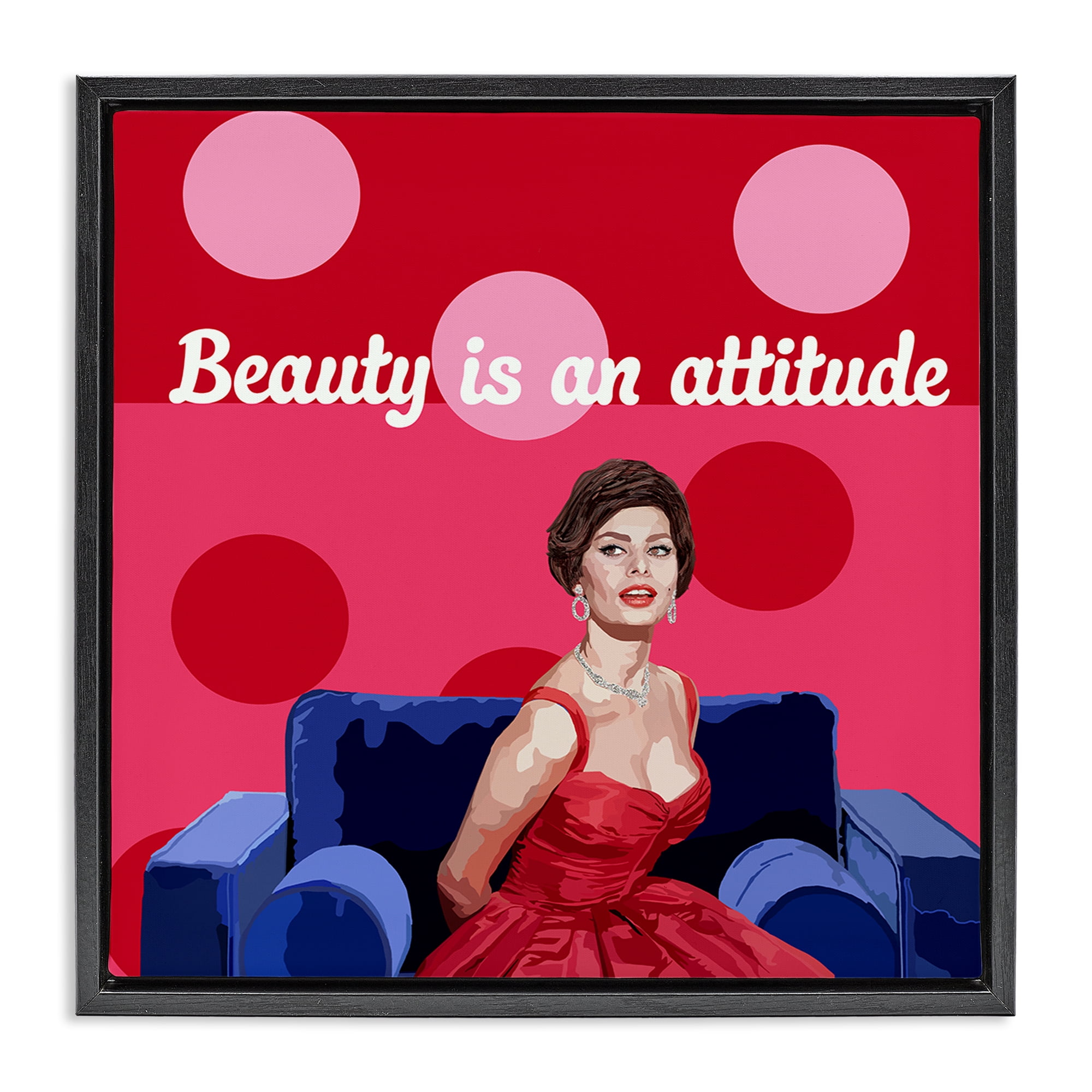 Stupell Industries Beauty Is An Attitude Black Framed Floater Canvas Wall Art, design by Lynnda Rakos