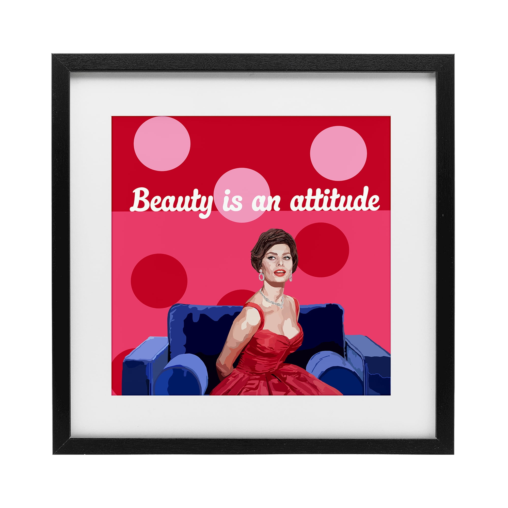 Stupell Industries Beauty Is An Attitude Black Framed Print Under Glass, design by Lynnda Rakos