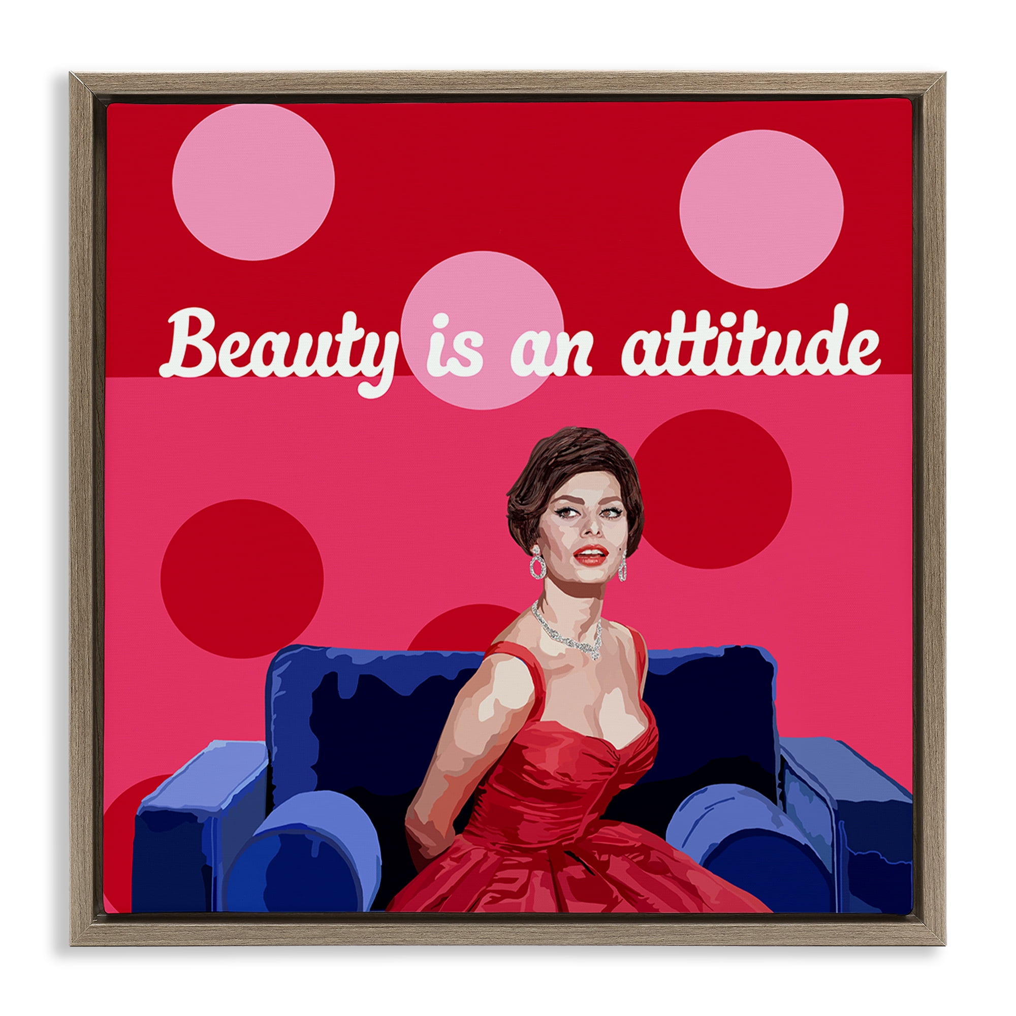 Stupell Industries Beauty Is An Attitude Brown Framed Floater Canvas Wall Art, design by Lynnda Rakos