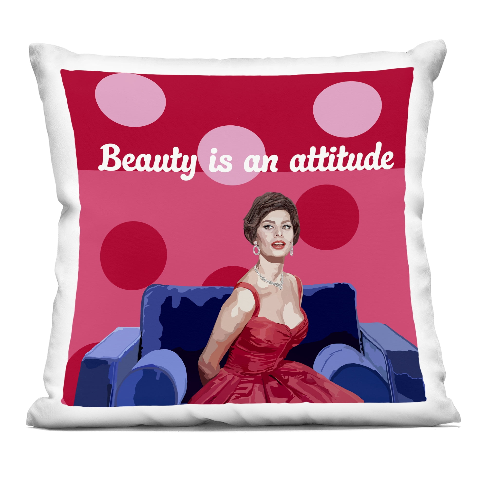 Stupell Industries Beauty Is An Attitude Decorative Printed Throw Pillow, design by Lynnda Rakos, 18 x 7 x 18