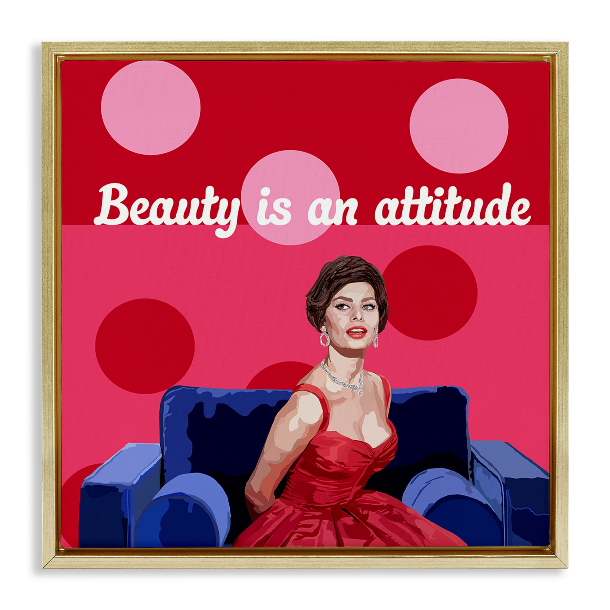 Stupell Industries Beauty Is An Attitude Gold Framed Floater Canvas Wall Art, design by Lynnda Rakos