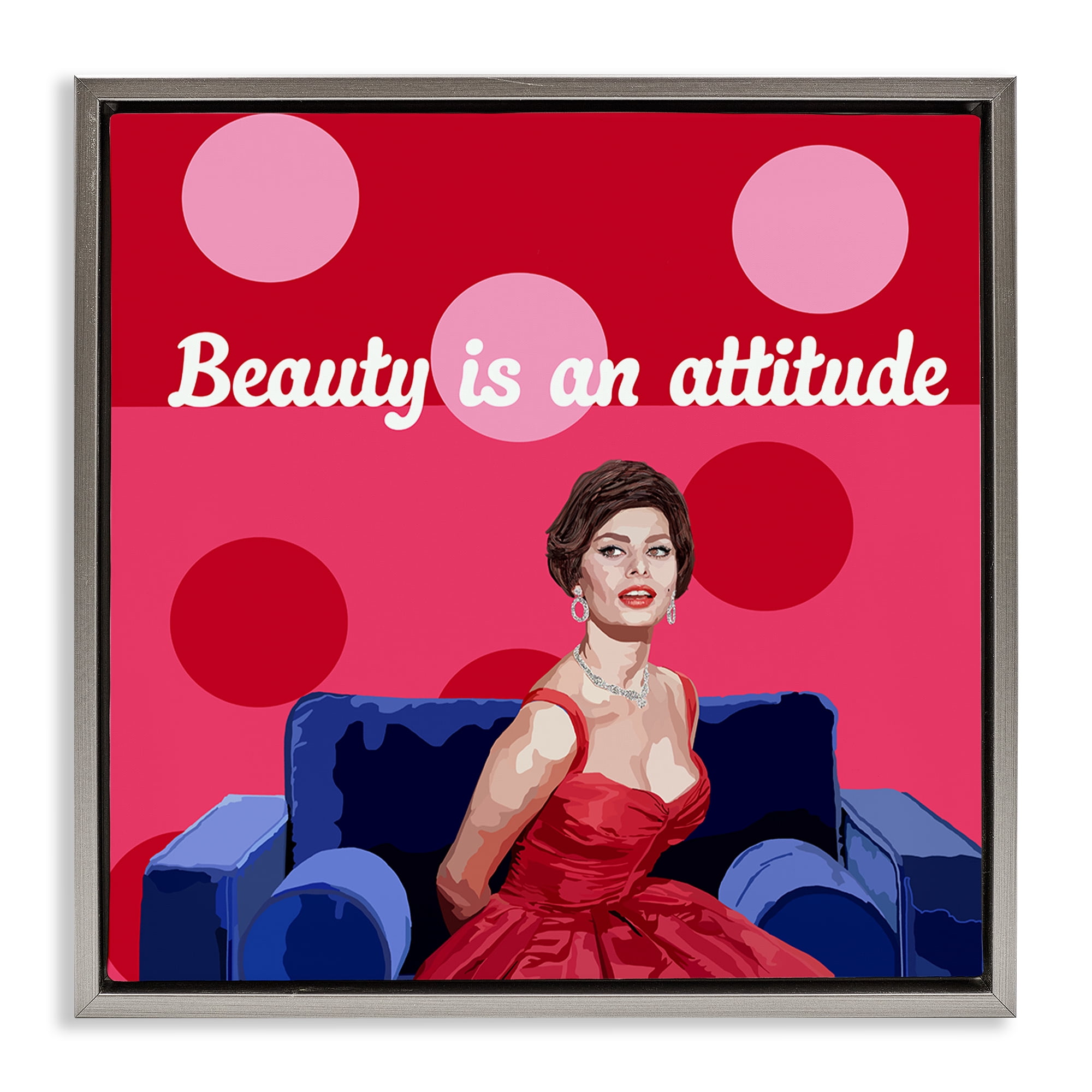 Stupell Industries Beauty Is An Attitude Gray Framed Floater Canvas Wall Art, design by Lynnda Rakos