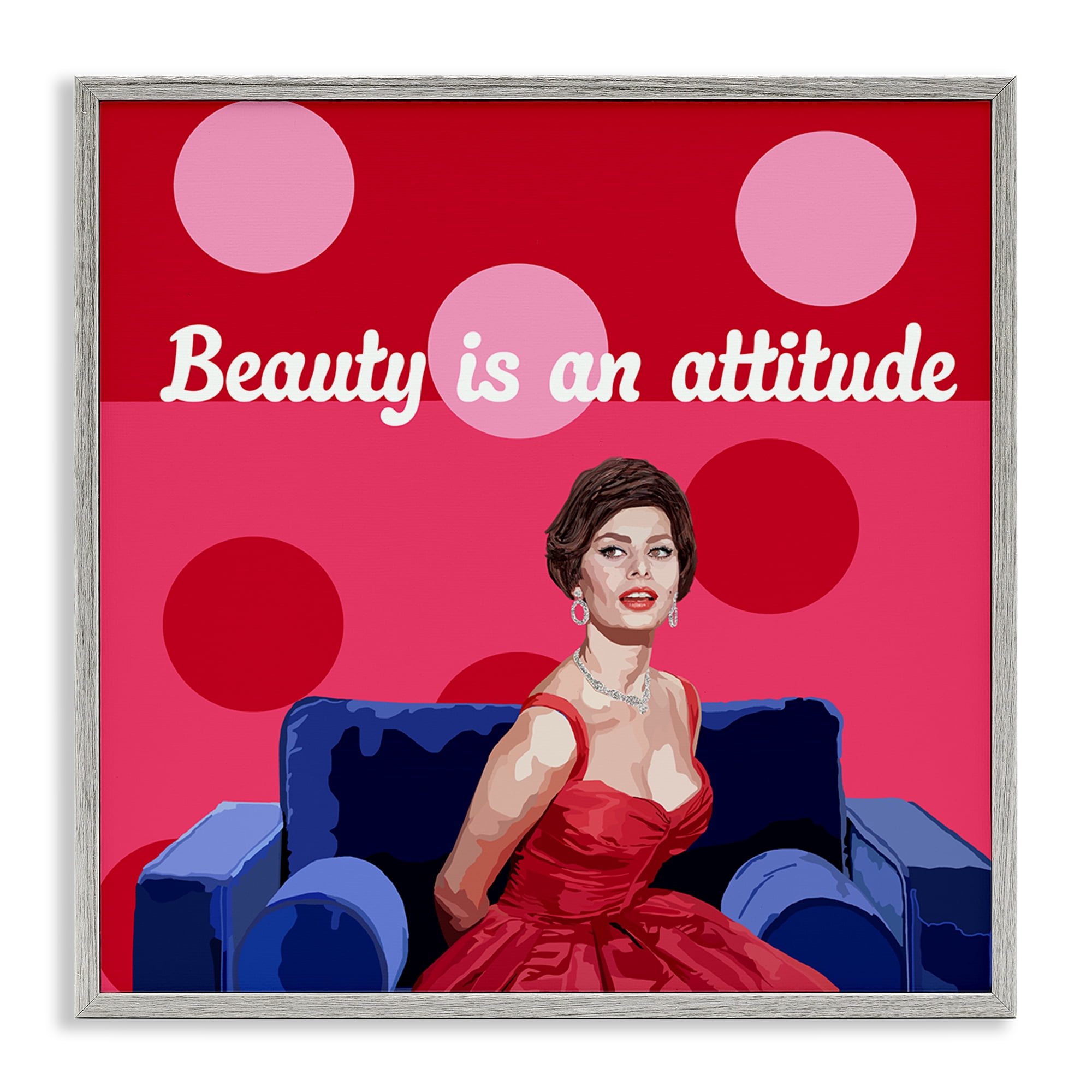 Stupell Industries Beauty Is An Attitude Gray Framed Giclee Art, design by Lynnda Rakos