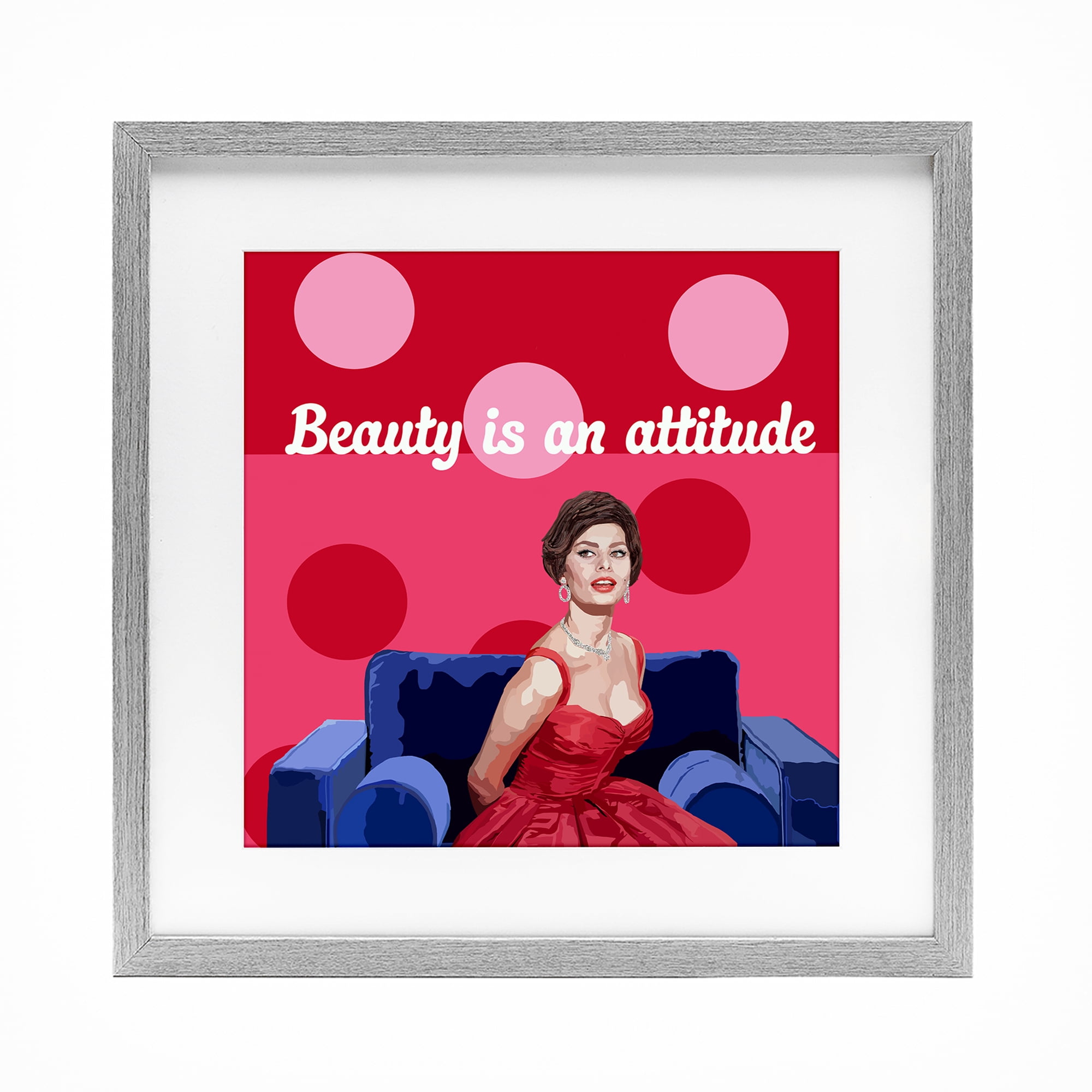 Stupell Industries Beauty Is An Attitude Gray Framed Print Under Glass, design by Lynnda Rakos