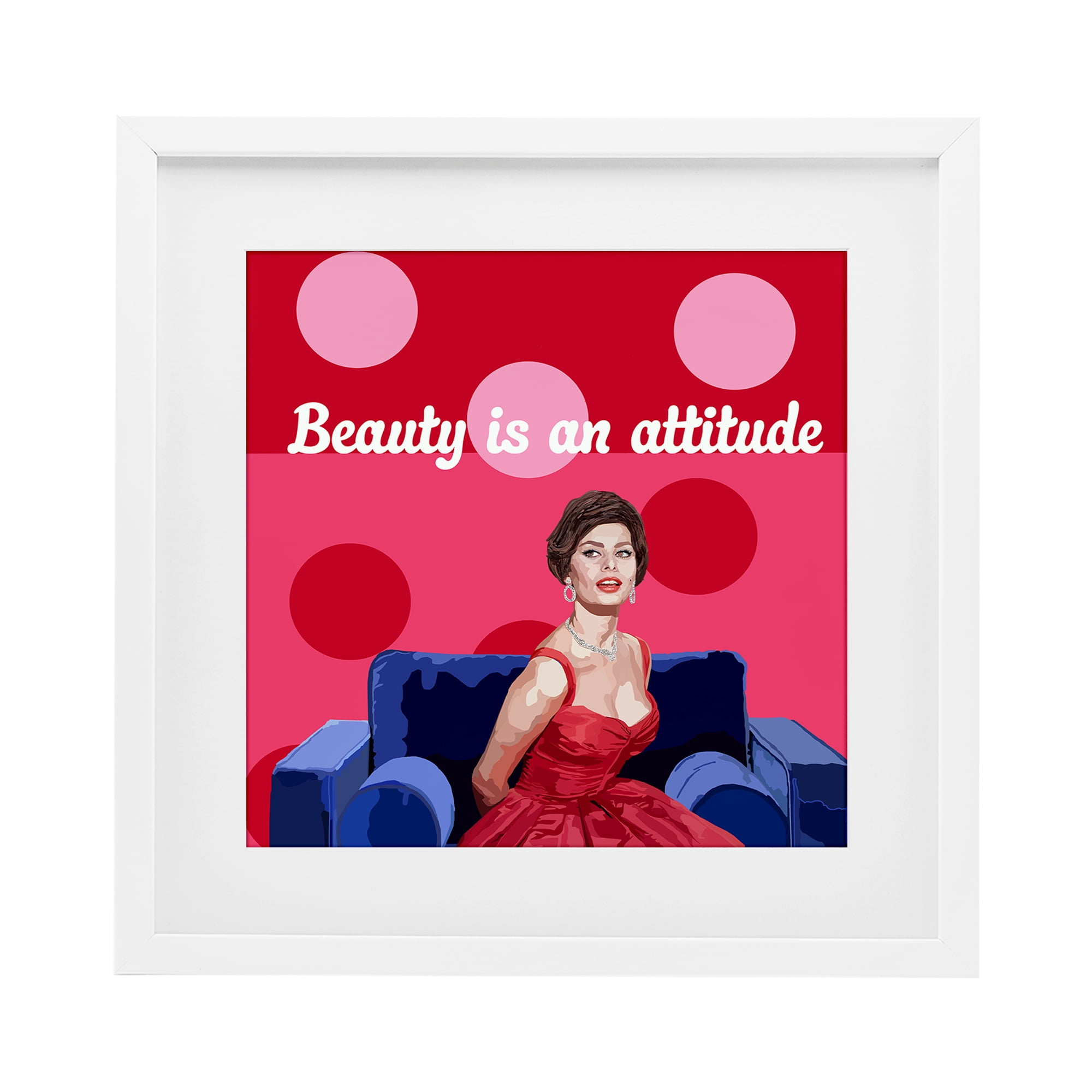 Stupell Industries Beauty Is An Attitude White Framed Print Under Glass, design by Lynnda Rakos