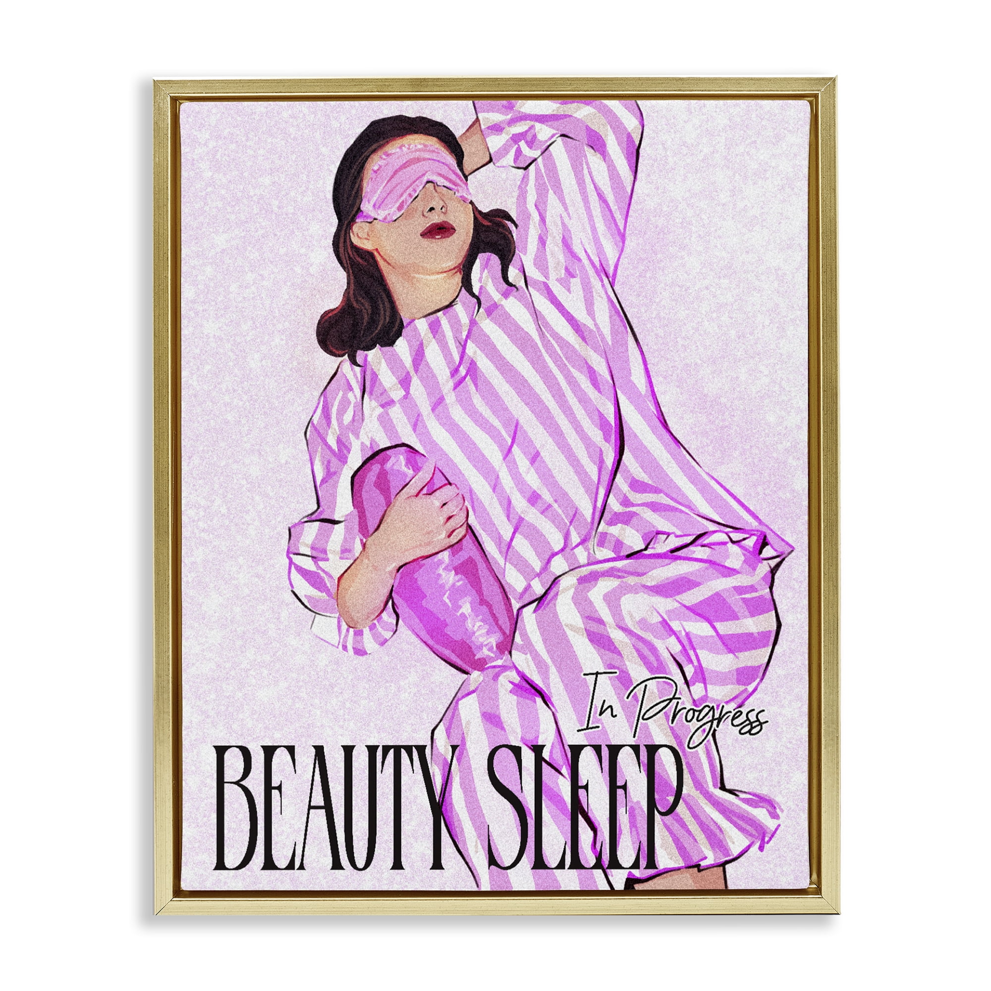 Stupell Industries Beauty Sleep In Progress Gold Framed Floater Canvas Wall Art, design by Ziwei Li