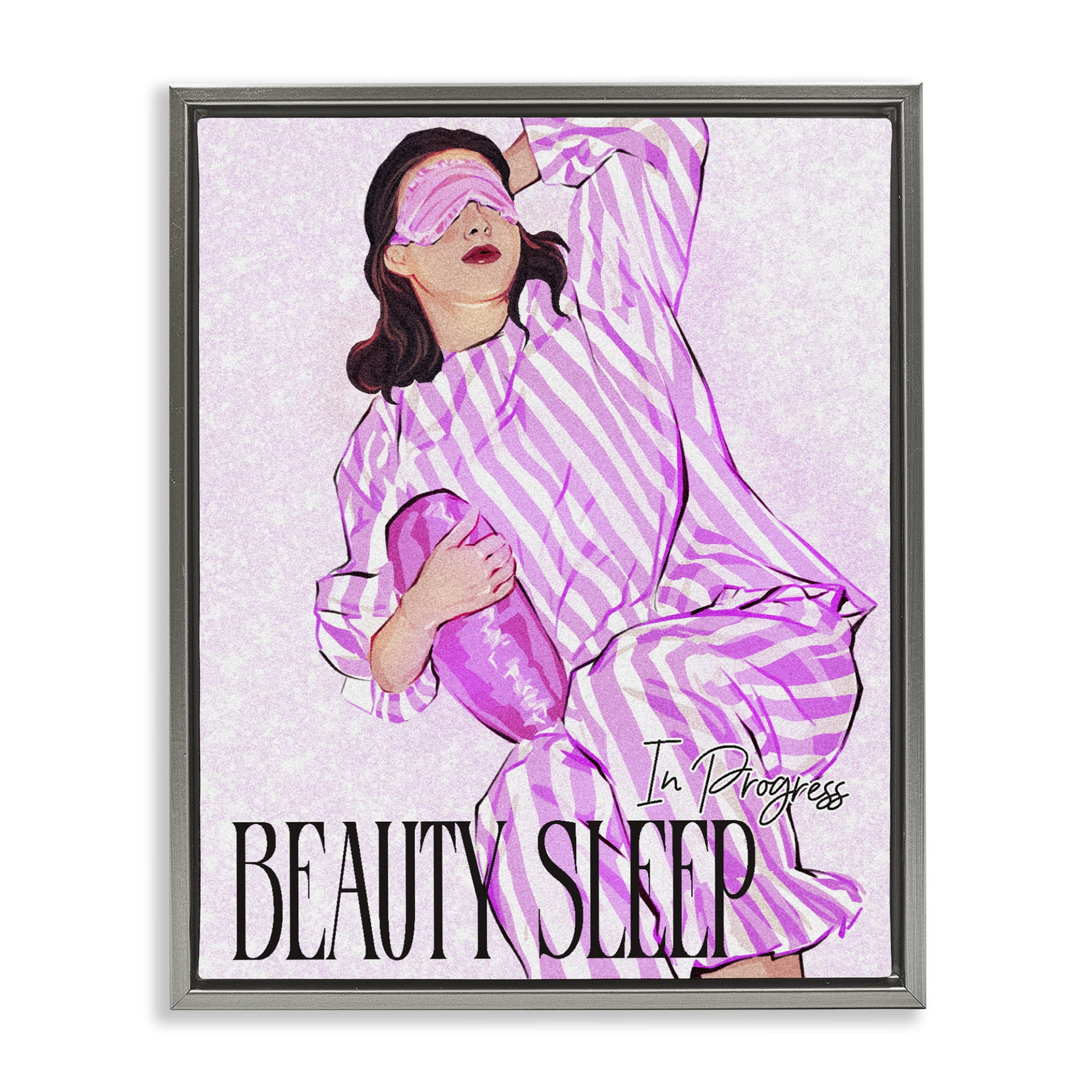 Stupell Industries Beauty Sleep In Progress Gray Framed Floater Canvas Wall Art, design by Ziwei Li