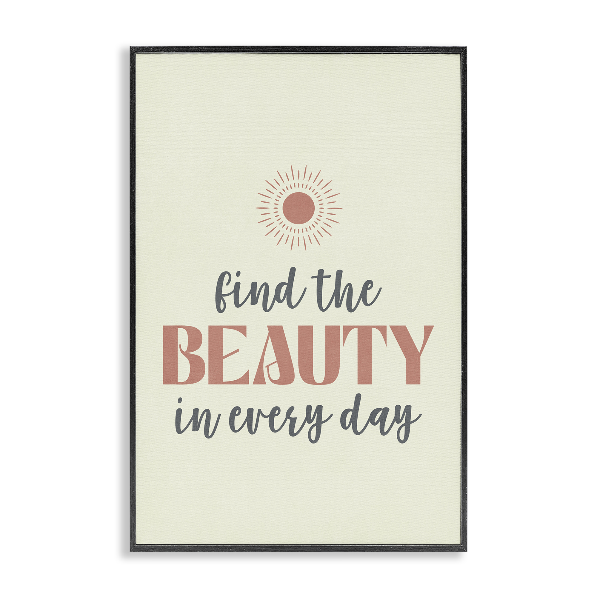 Stupell Industries Beauty in Every Day Text & Numbers Painting Black Framed Art Print Wall Art, 12 x 18