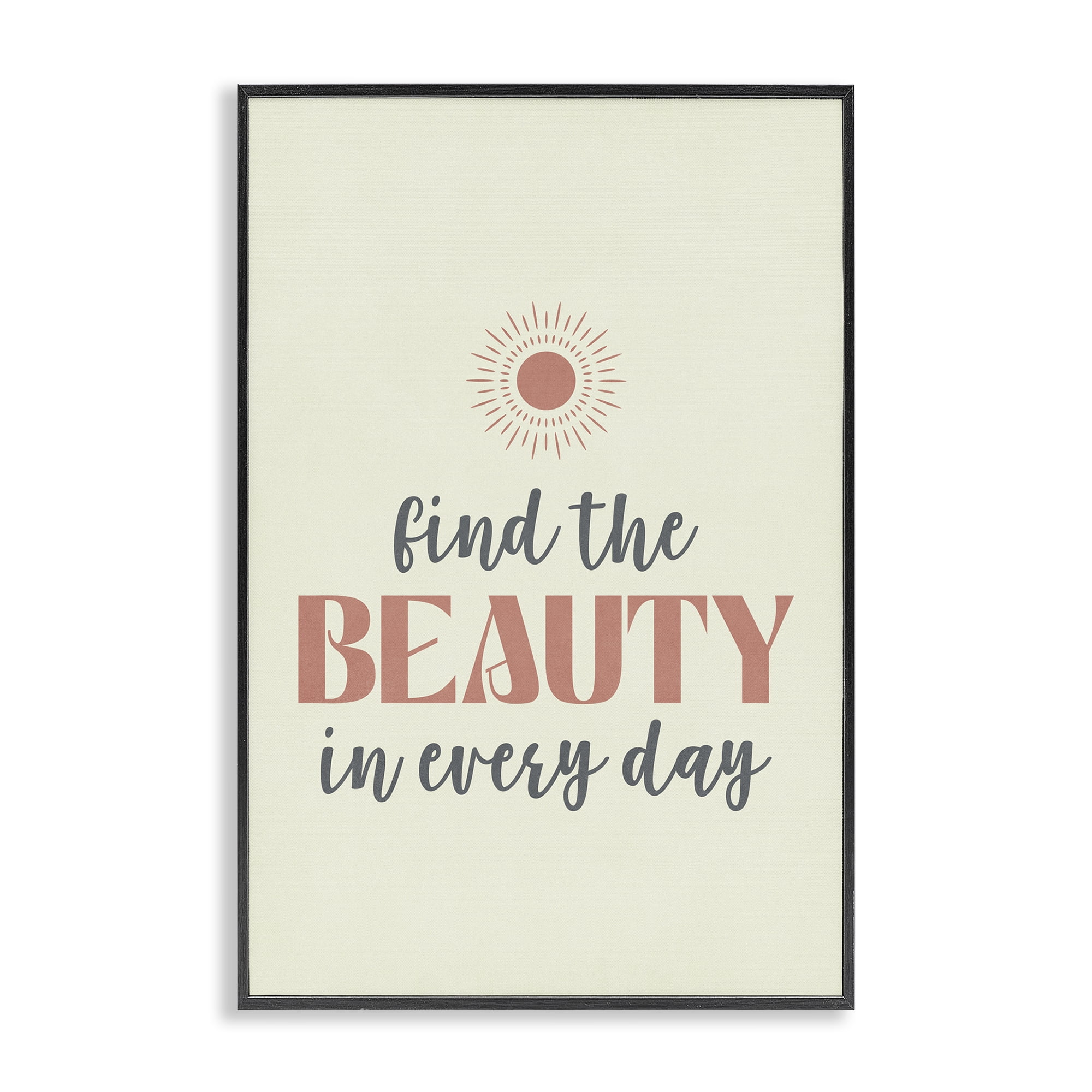 Stupell Industries Beauty in Every Day Text & Numbers Painting Black Framed Art Print Wall Art, 16 x 24